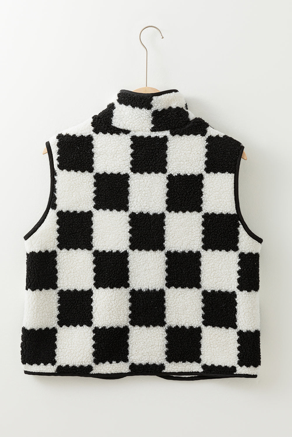 Checker Sherpa Collared Jacket Vest