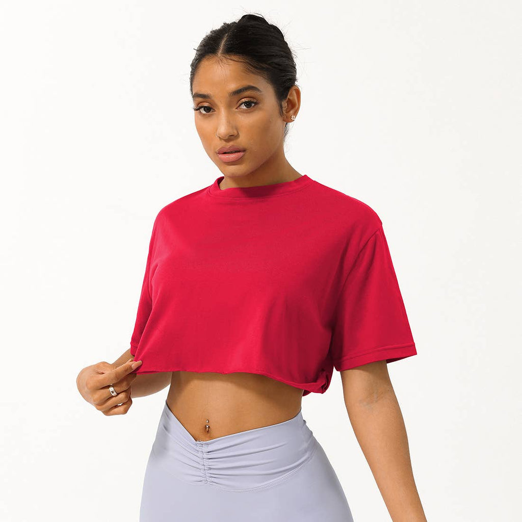 Well-in Vogue Women Loose Sport Crop Top T-Shirt