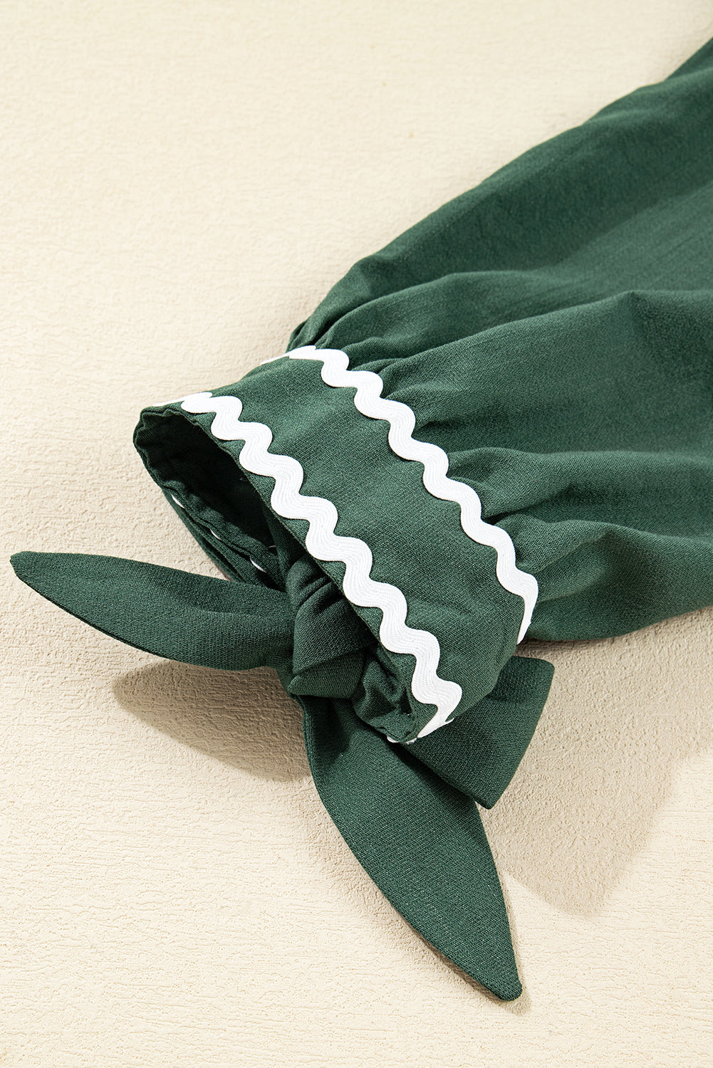 Contrast Trim Knotted 3/4 Sleeve Buttoned Dress