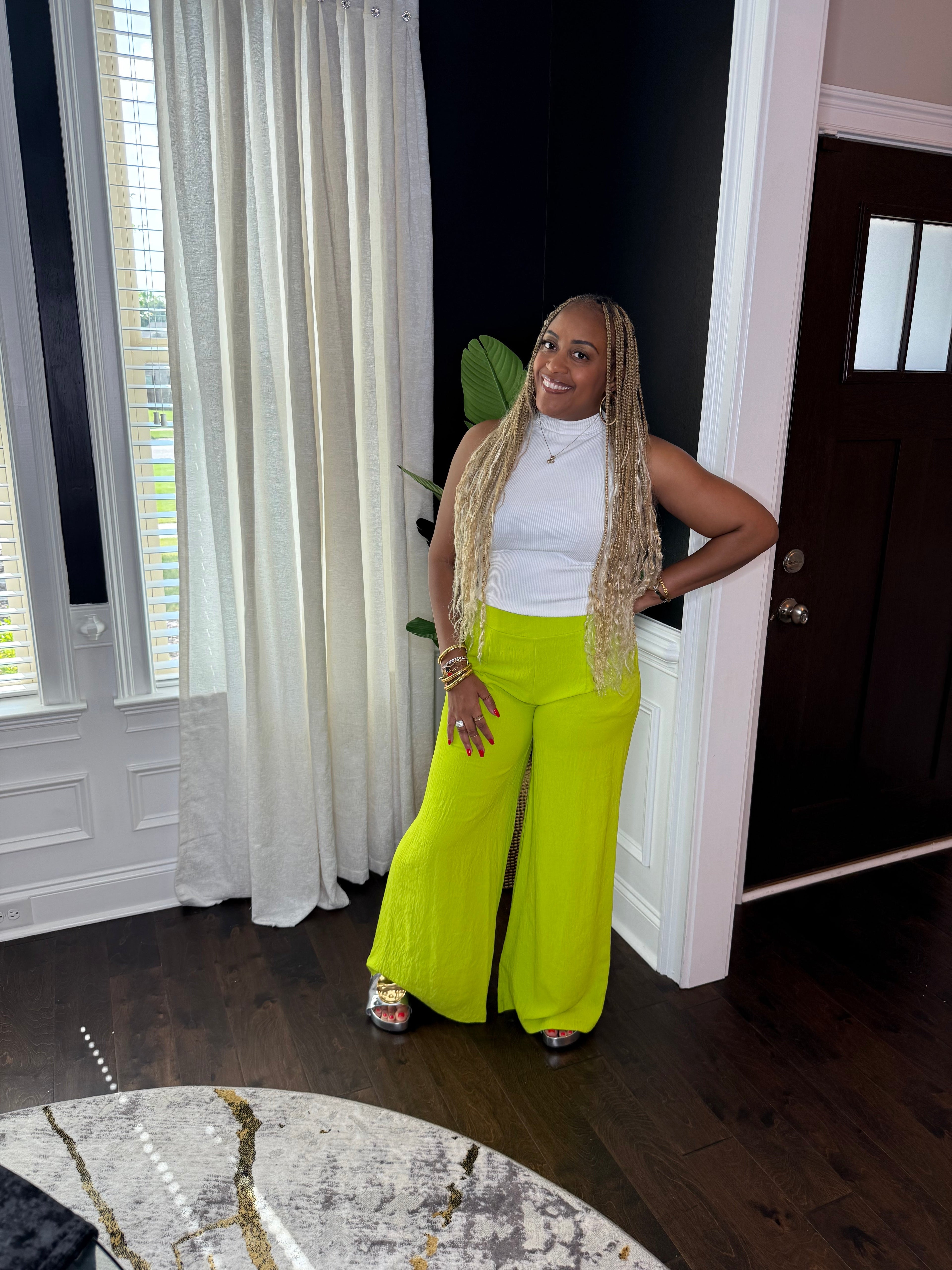 Lime Wide Leg Pants