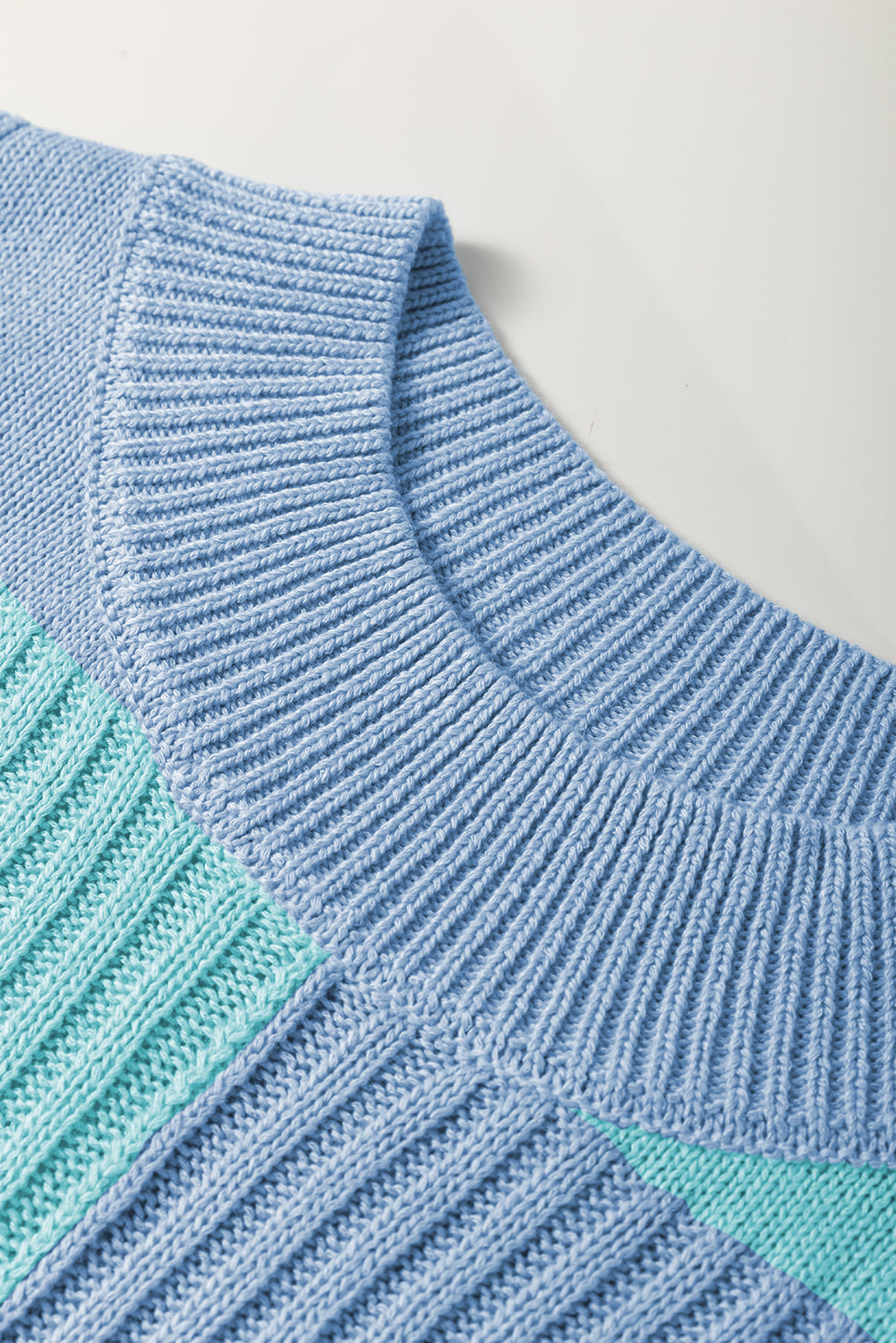 Checker Colorblock Crewneck Short Sleeve Sweater