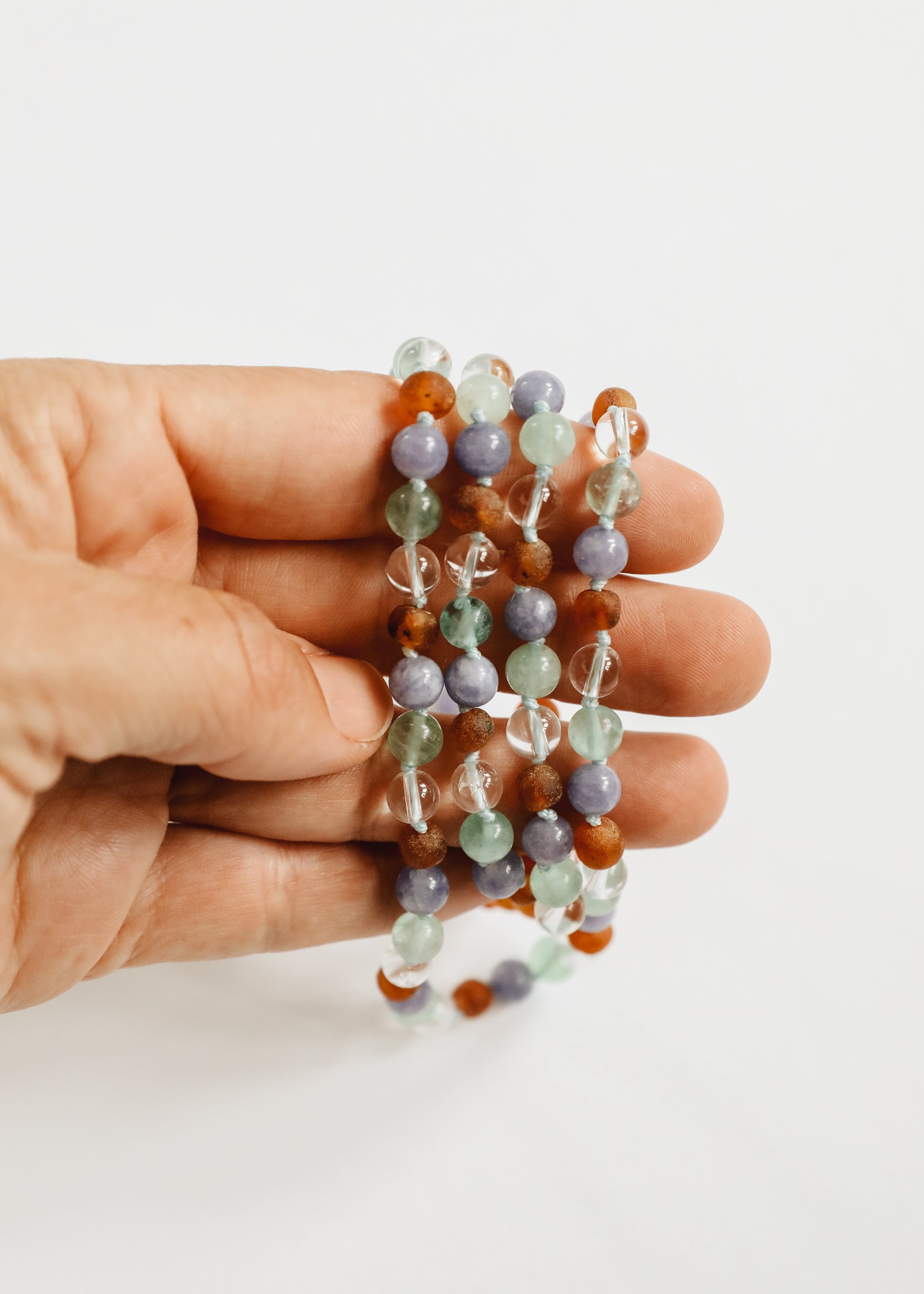 Baltic Sea Amber + Natural Gemstone || Beaded Necklace