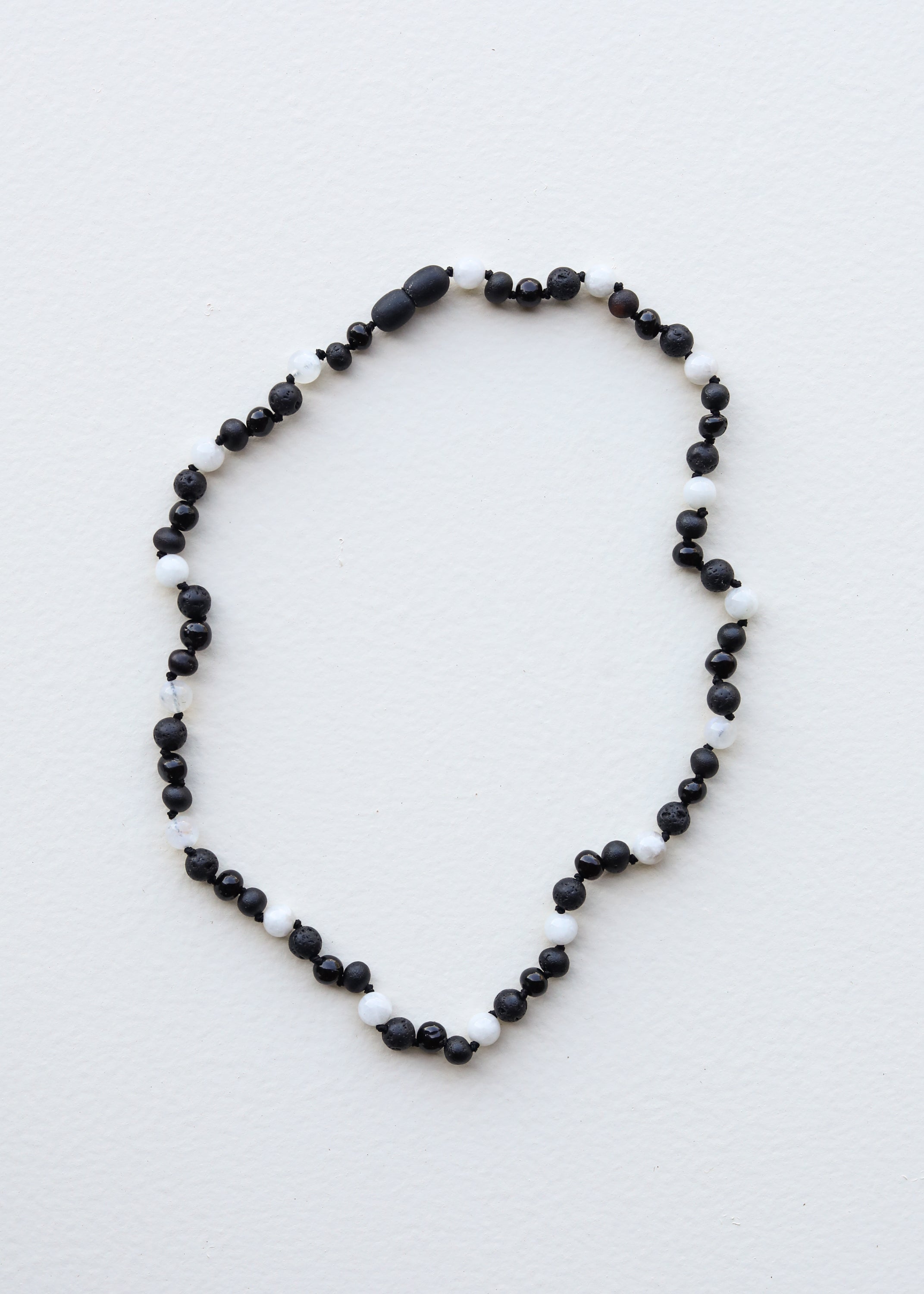 Raw Black Baltic Amber + Moonstone || Necklace