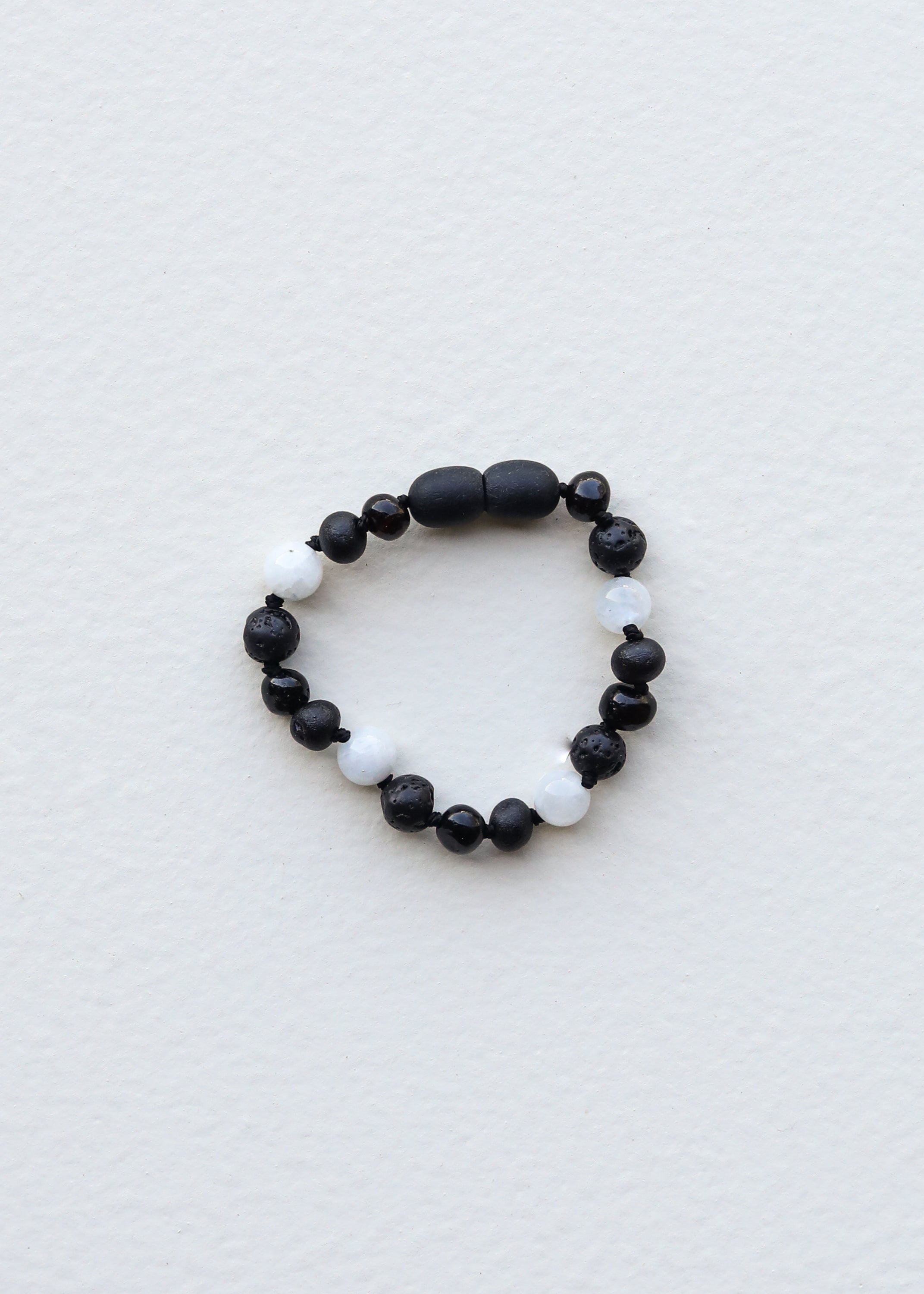 Raw Black Baltic Amber + Moonstone || Necklace