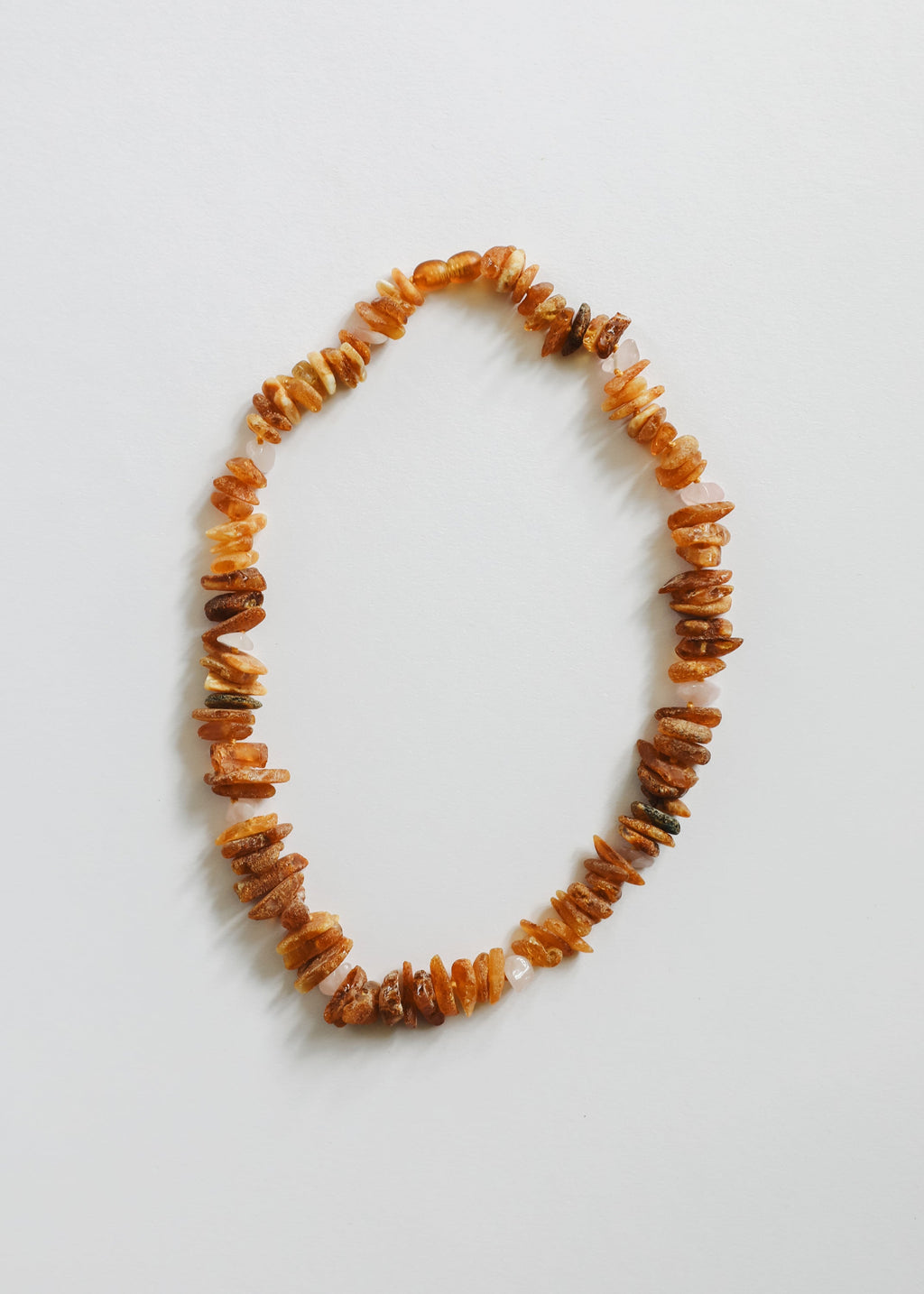 Pet Necklace: Raw Baltic Amber + Raw Rose Quartz