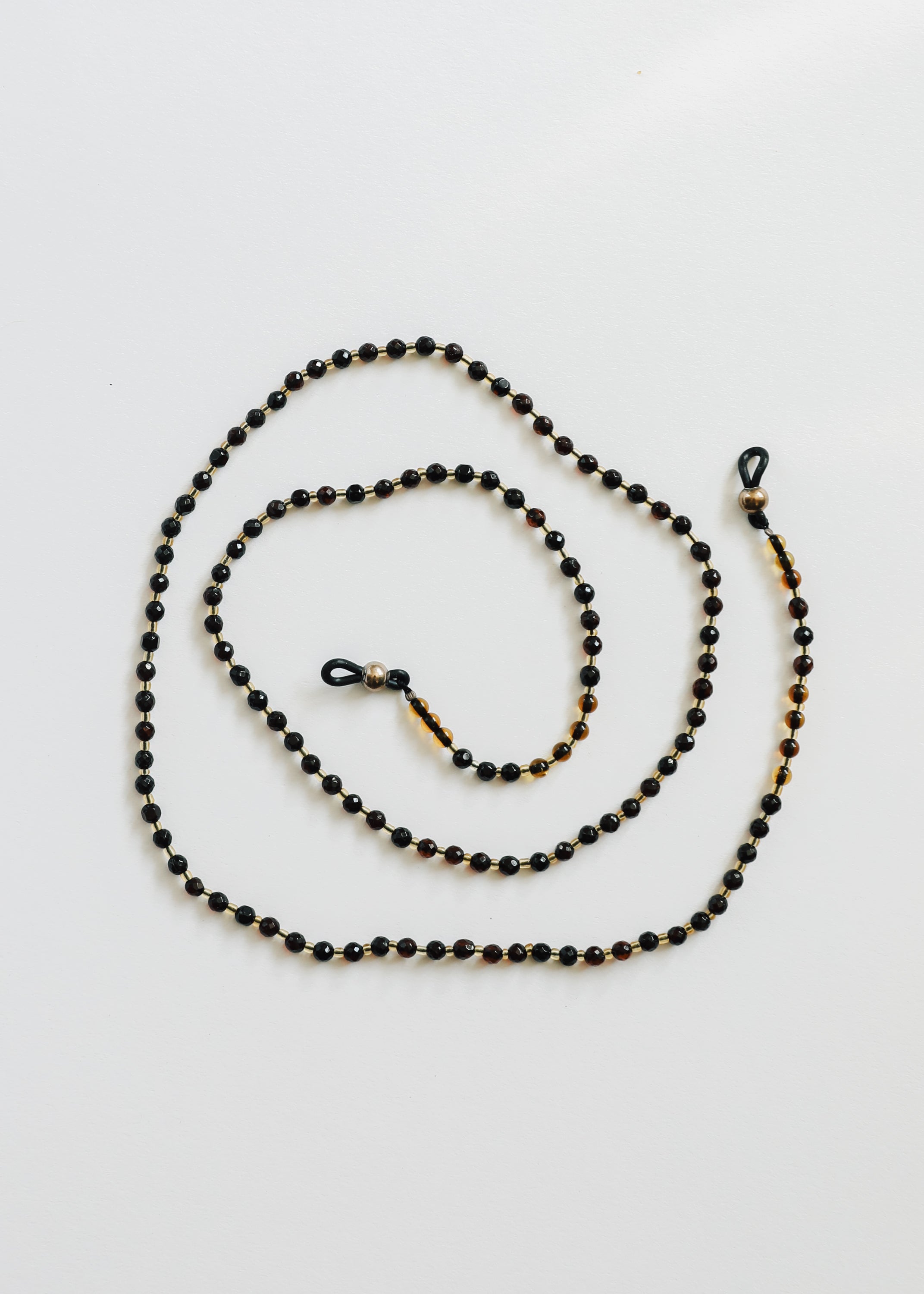 Baltic Sea Amber + Gemstone || Beaded Eyeglass Necklace - Natural Black