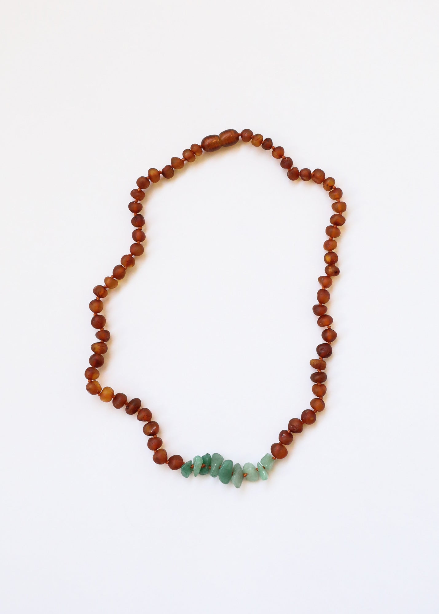 Raw Cognac Baltic Amber + Raw Aventurine || Necklace