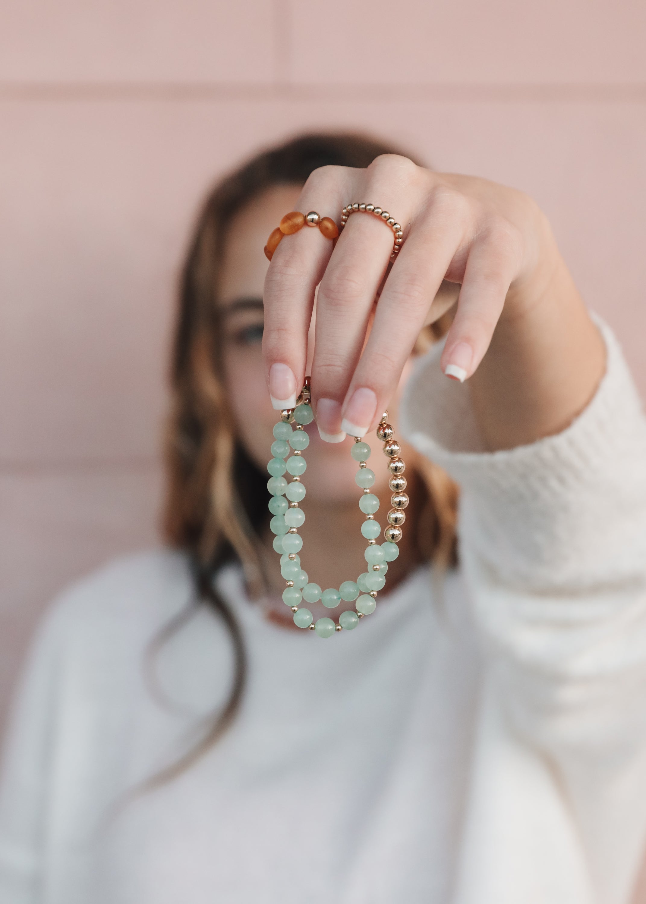 Aventurine Gemstone + 14K Gold Filled || Beaded Stretch Bracelets
