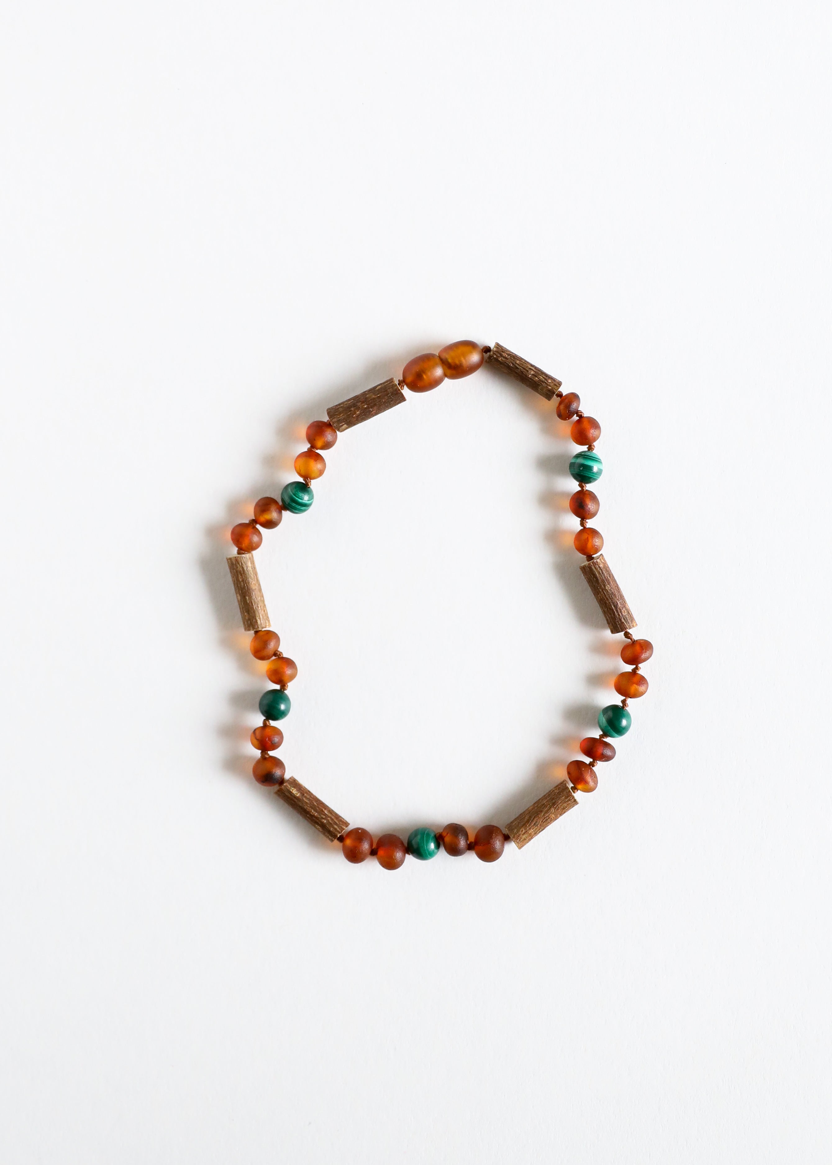 Hazelwood || Raw Cognac Baltic Amber + Malachite || Necklace