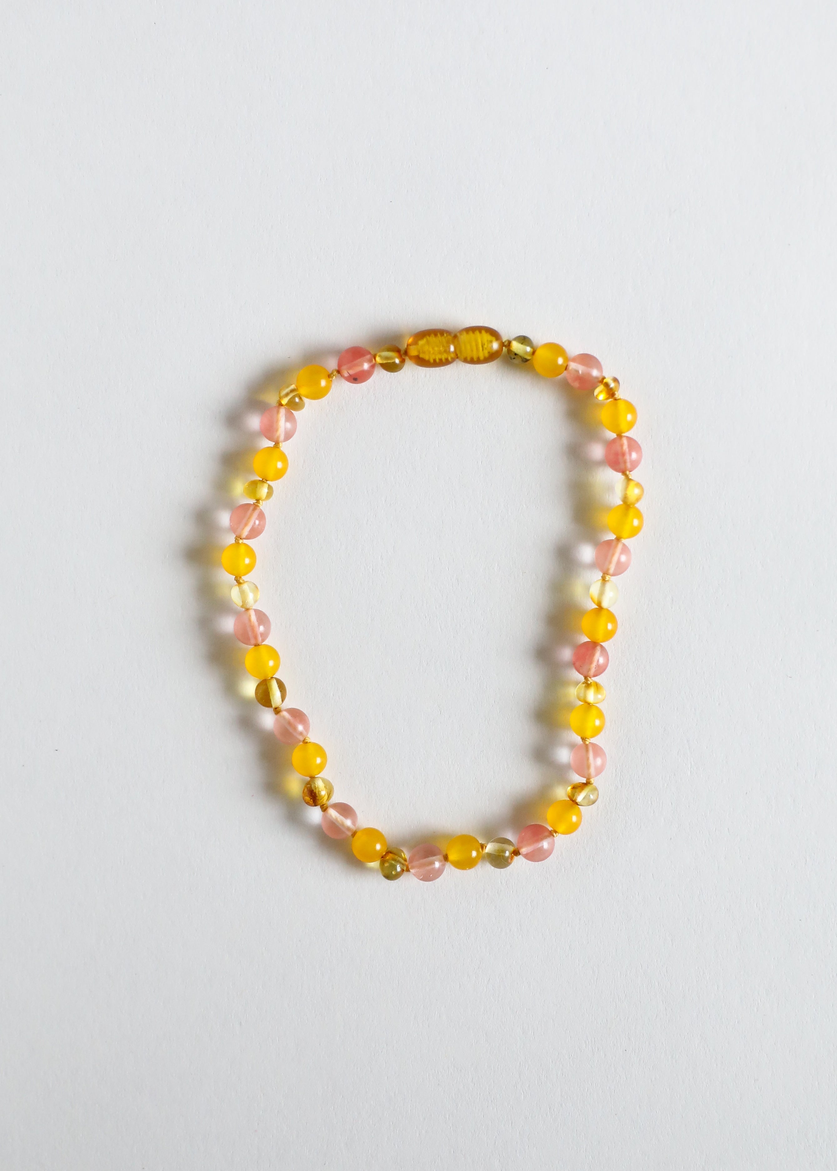 Polished Honey Baltic Amber + Honeysuckle Gemstones || Necklace