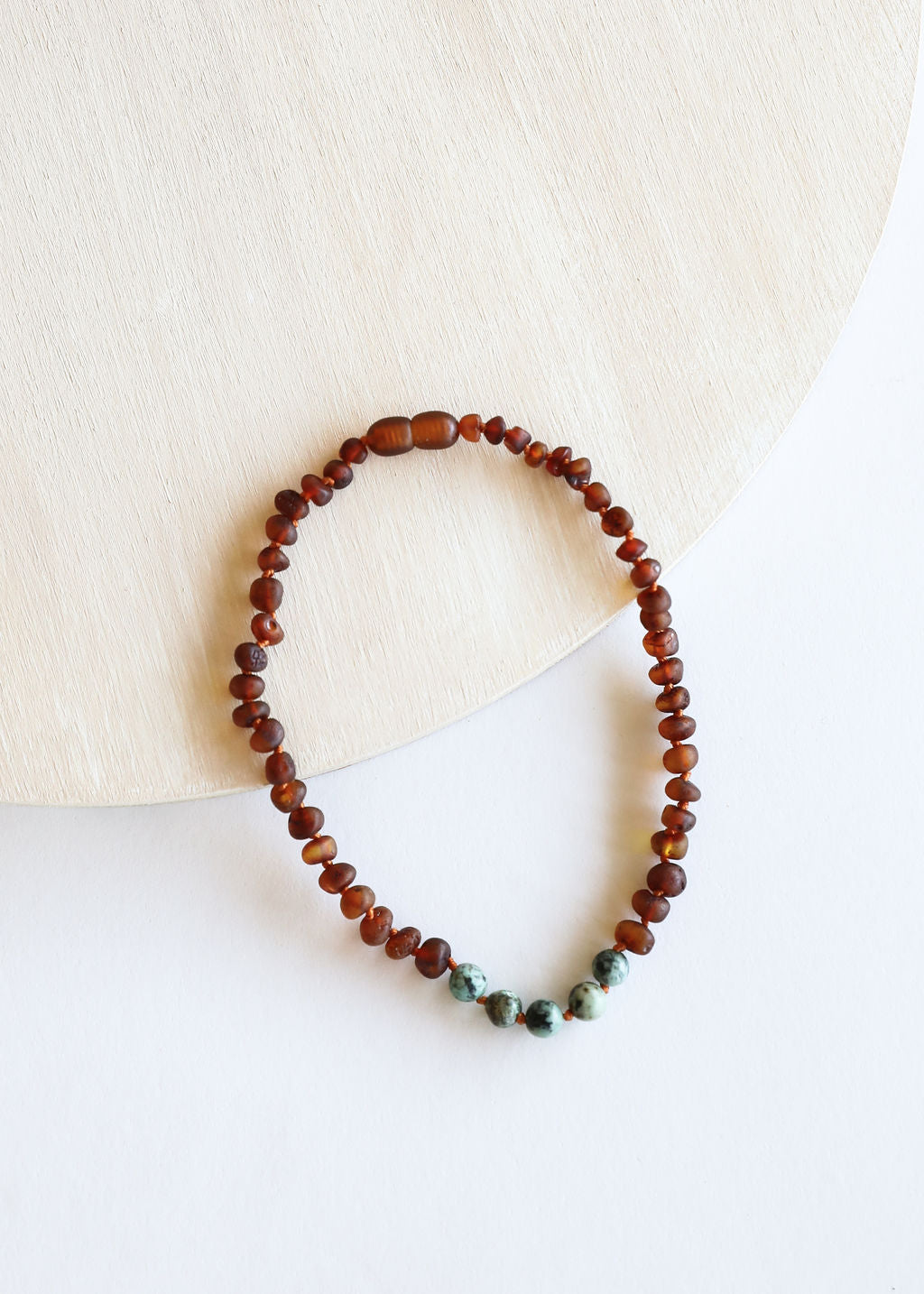 Raw Cognac Baltic Amber + Turquoise Jasper || Necklace