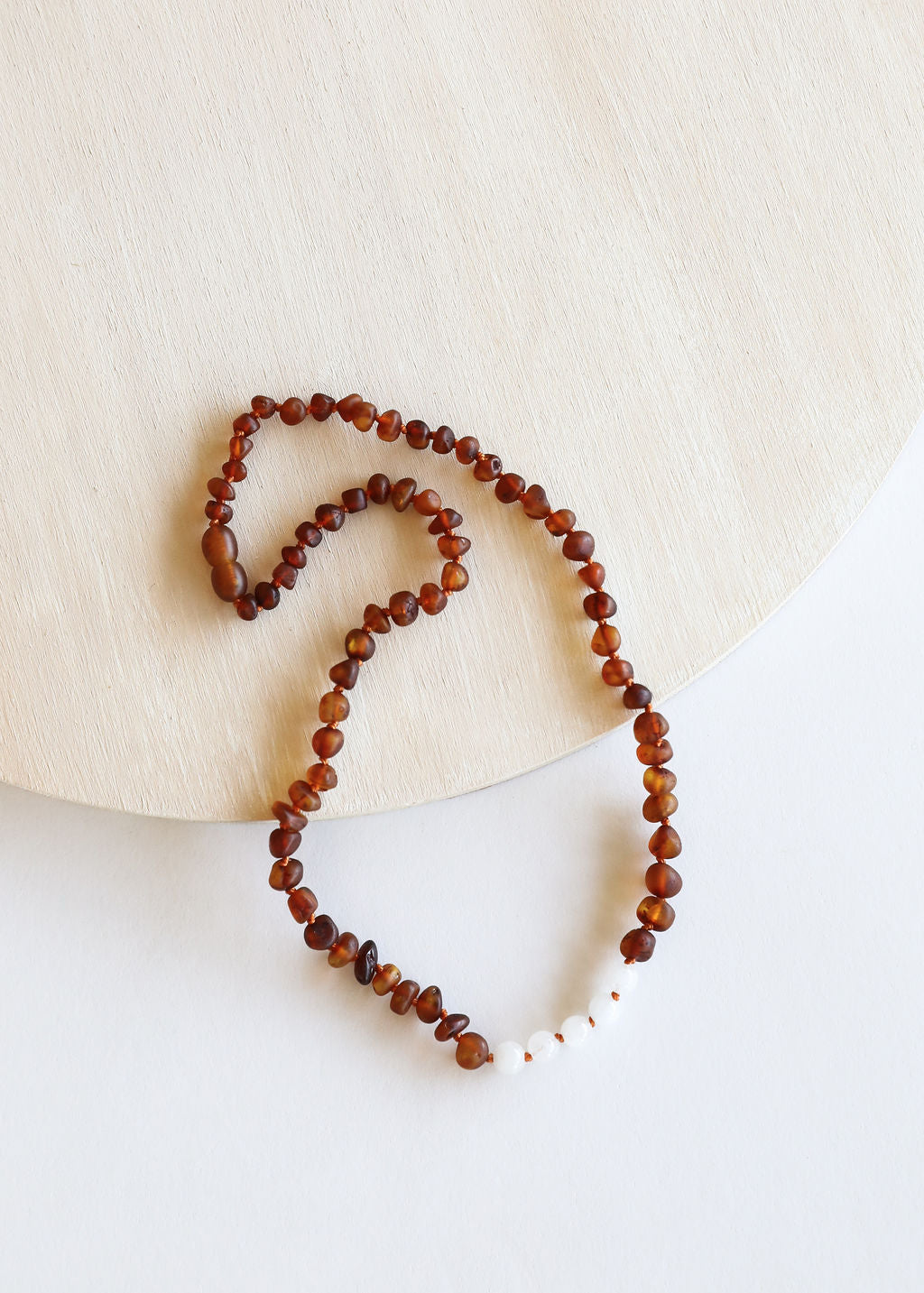 Raw Cognac Baltic Amber + Moonstone || Necklace