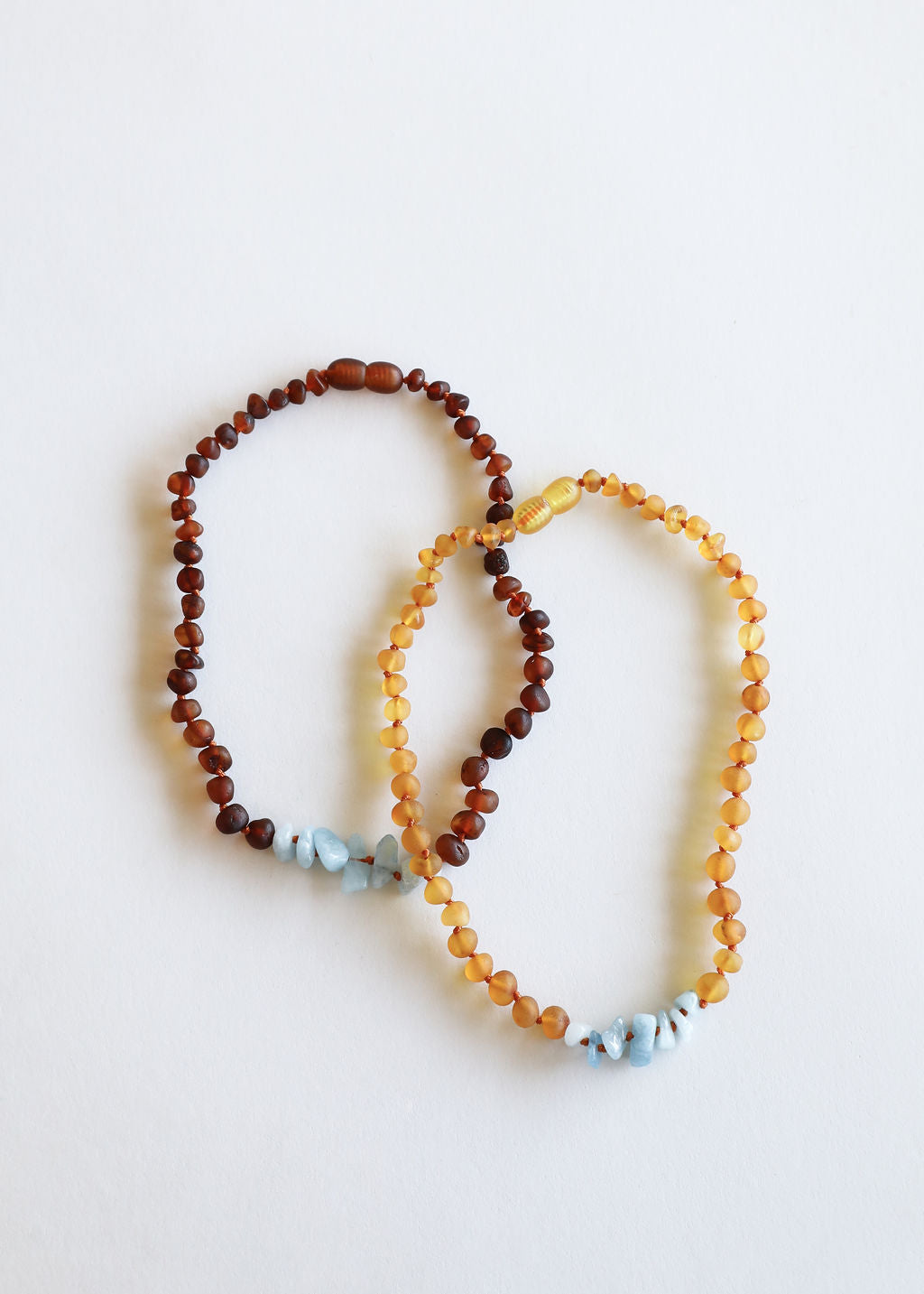 Raw Cognac Baltic Amber + Aquamarine || Necklace