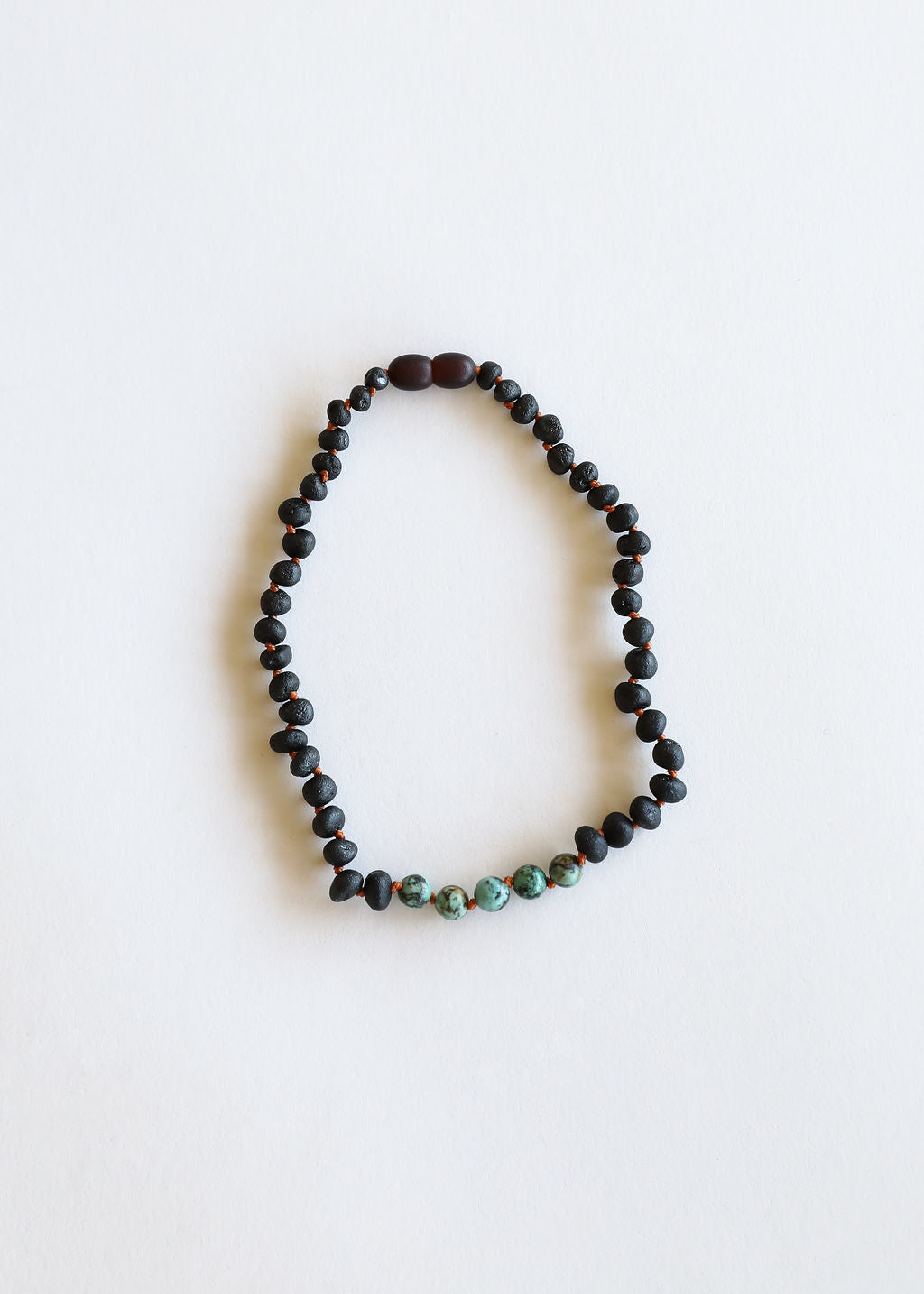 Raw Black Baltic Amber + Turquoise Jasper Necklace