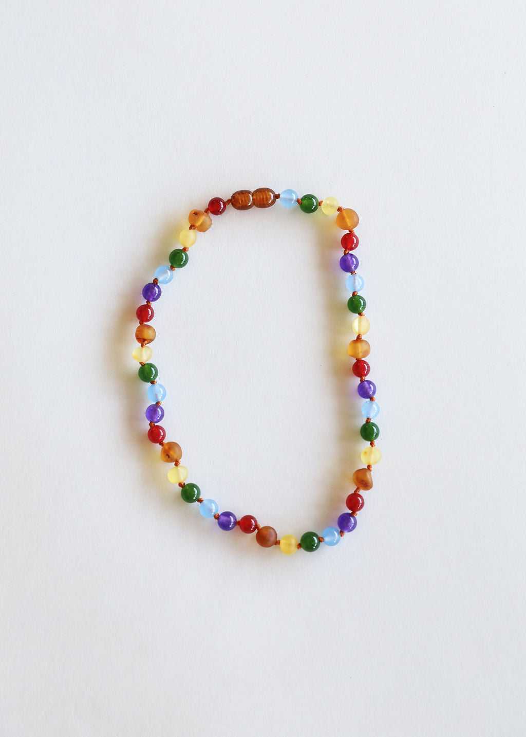 Raw Baltic Amber + Gemstone Rainbow Necklace