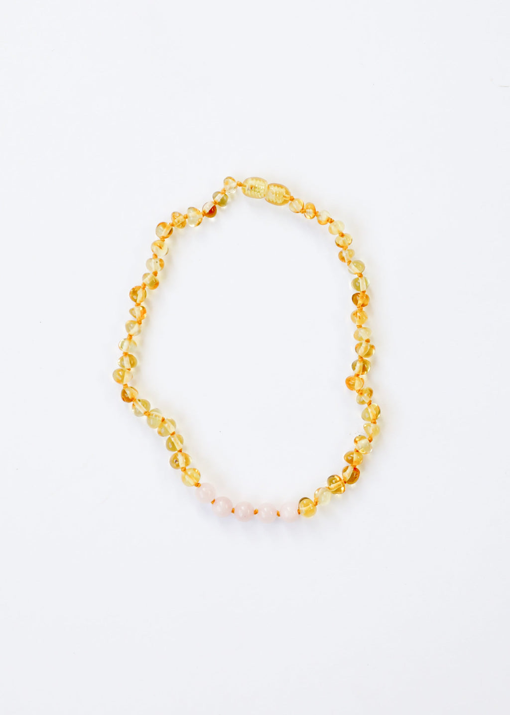 Polished Honey Baltic Amber + Rose Quartz || Necklace
