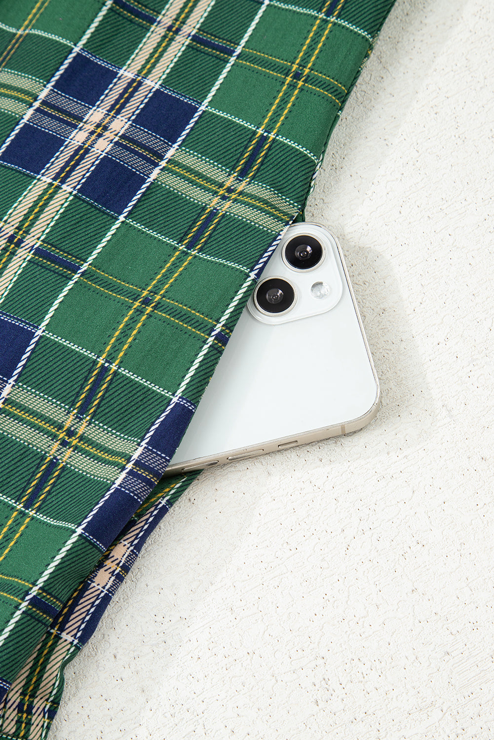 Plaid Frilled Collar Long Sleeve Mini Dress