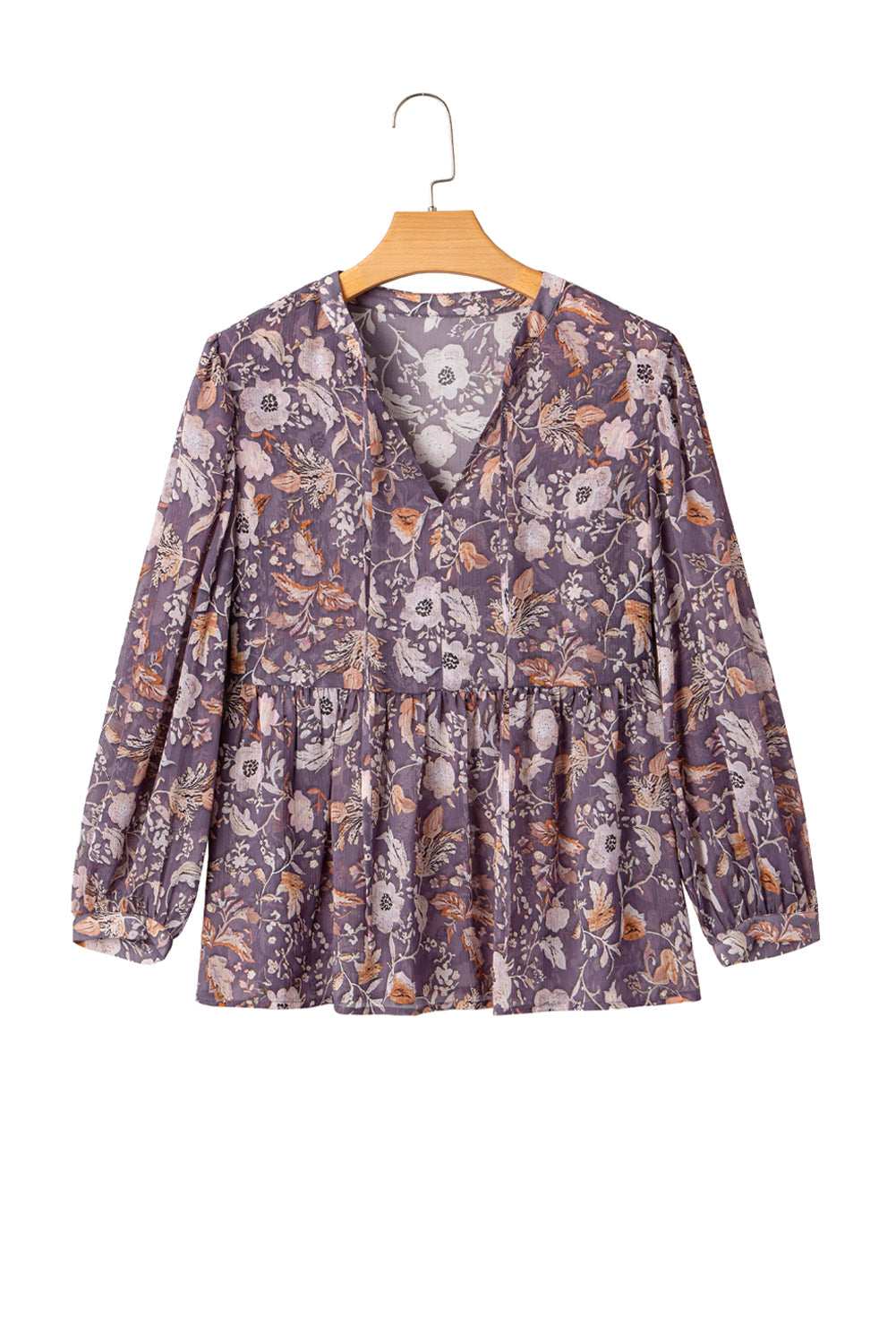 Boho Floral 3/4 Sleeve Babydoll Blouse