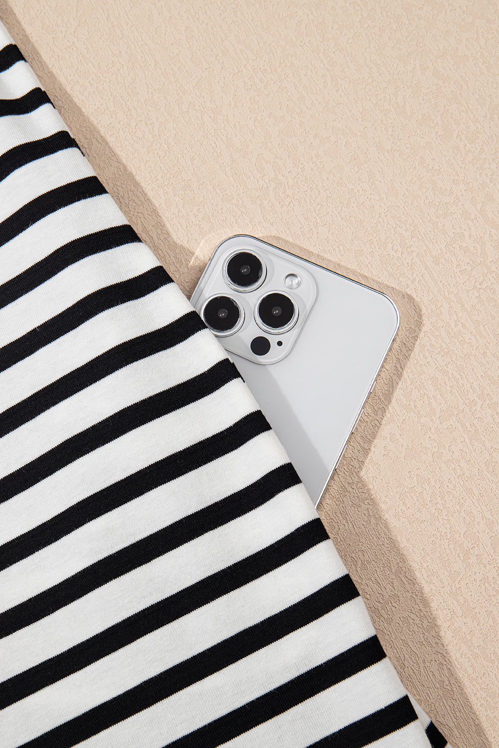 Stripe Patchwork V-Neck Collared Mini Dress