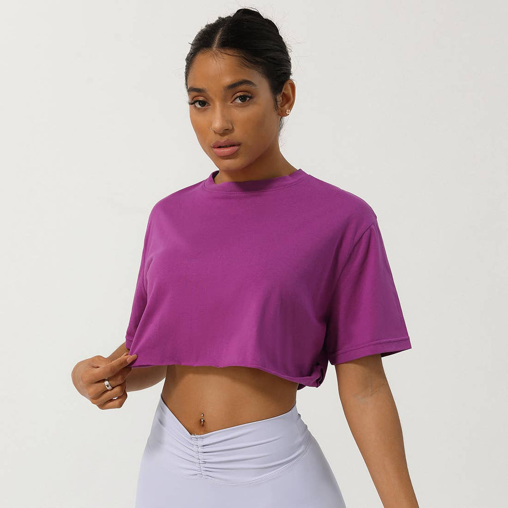 Well-in Vogue Women Loose Sport Crop Top T-Shirt