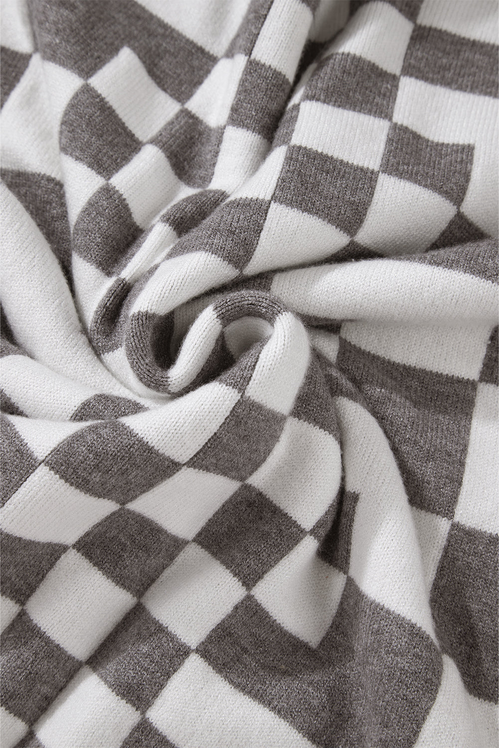 Checker Round Neck Drop Shoulder Sweater