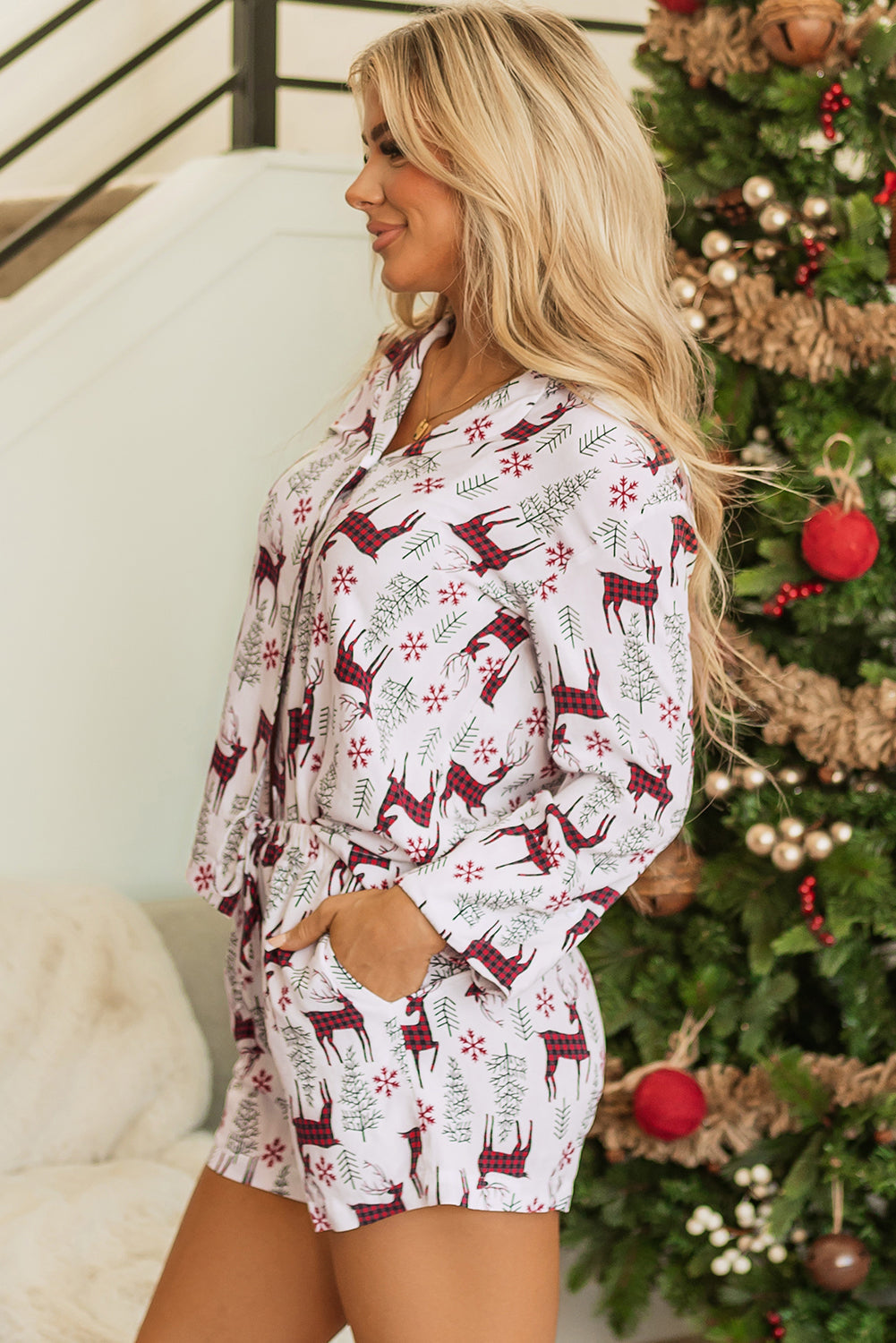 Christmas Deer Shirt and Shorts Lounge Set