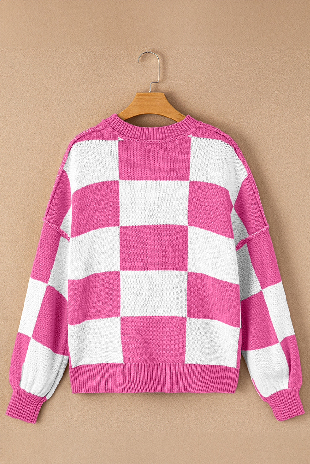 Checker Bishop Sleeve Sweater