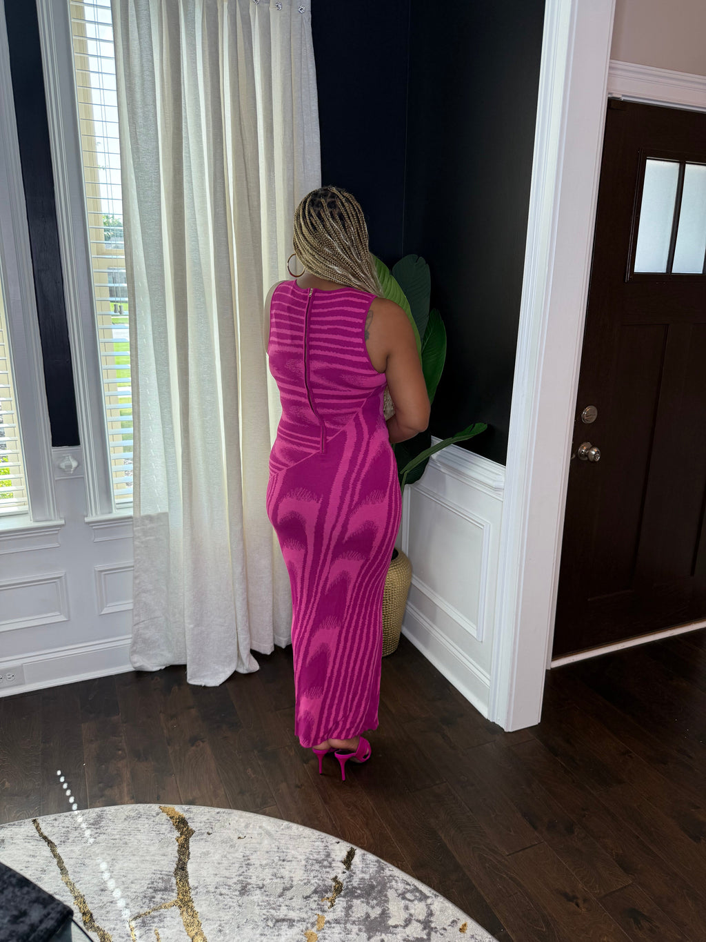 Fierce Wave Sleeveless Knit Maxi Dress – Magenta