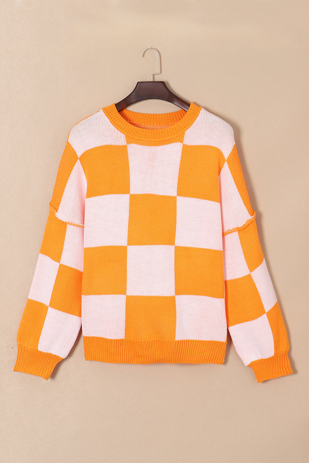 Checker Bishop Sleeve Sweater