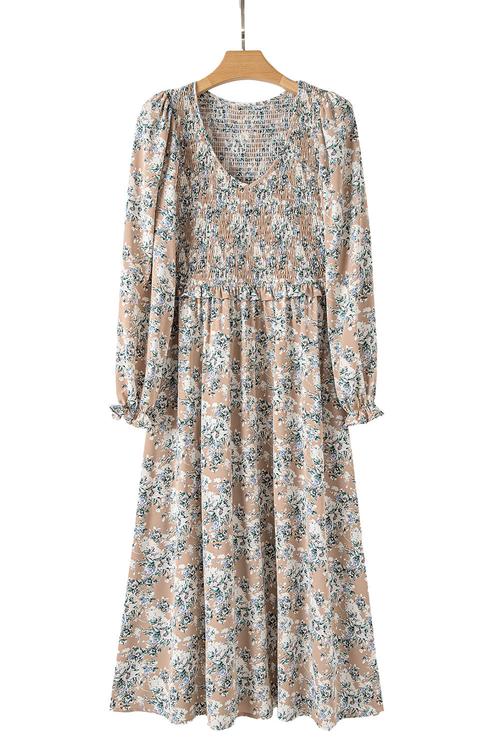 Floral Smocked Puff Sleeve Maxi Dress
