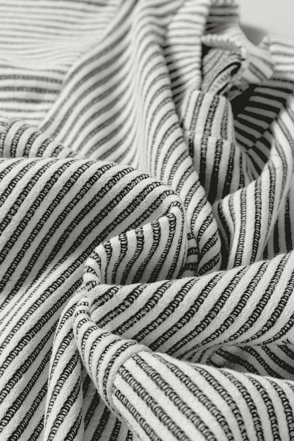 Ribbed Knit Crewneck Long Lantern Sleeve Top