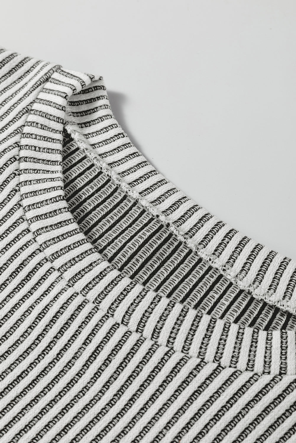 Ribbed Knit Crewneck Long Lantern Sleeve Top