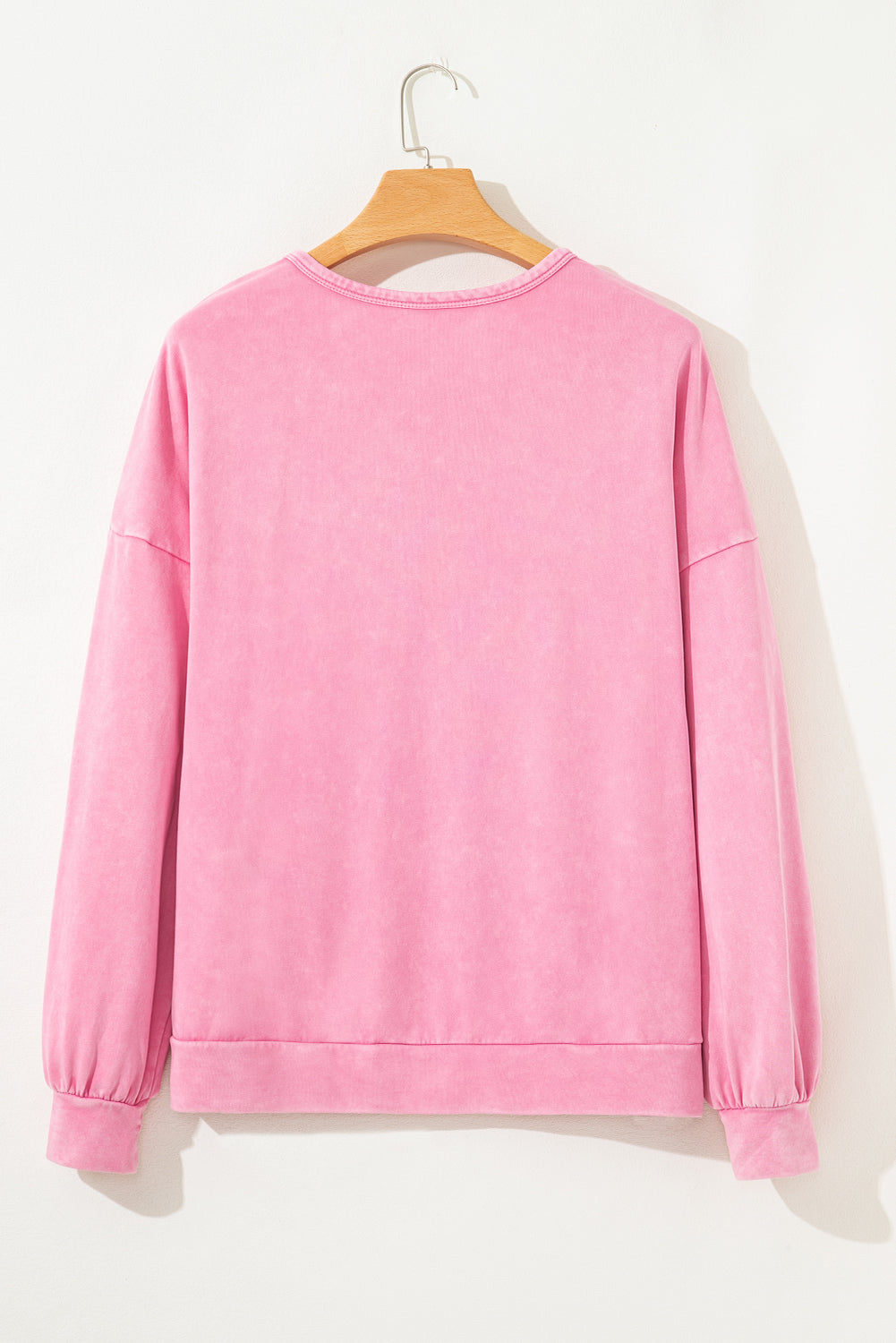 Plus Size Waffle Bowknot Patchwork Mineral Wash Sweatshirt