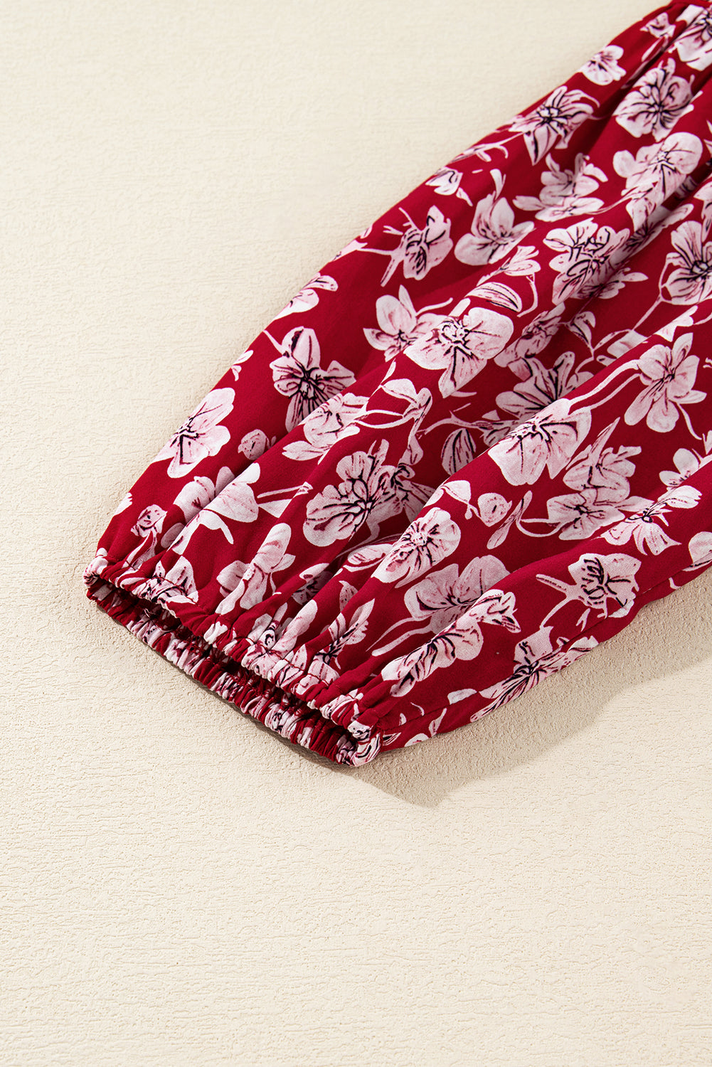 Plus Size Floral Balloon Sleeve V-Neck Mini Dress