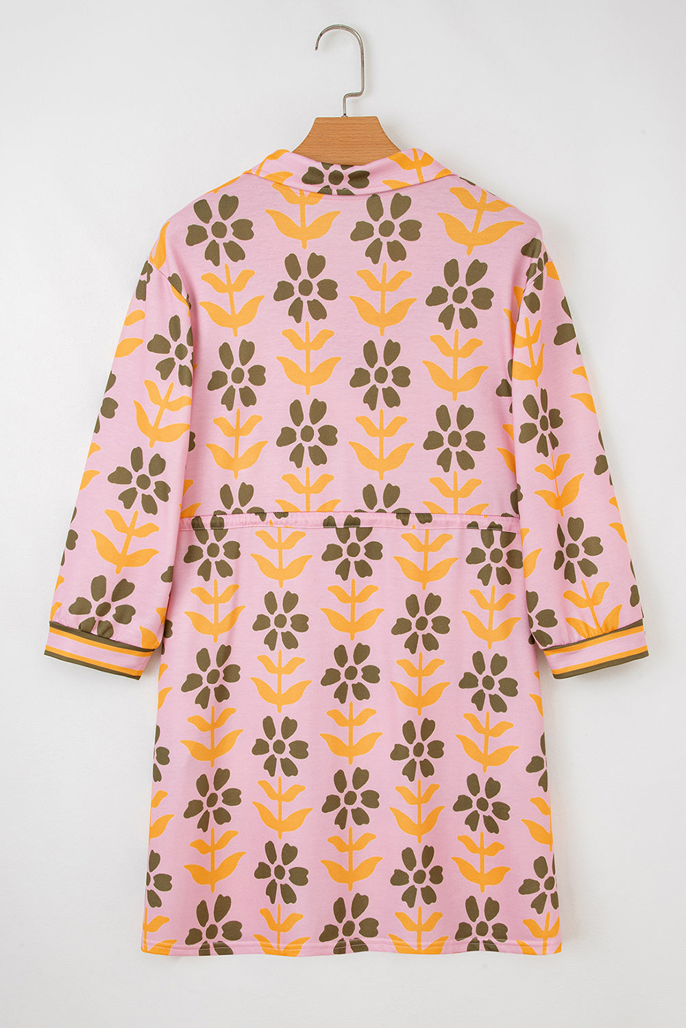 Floral Stripe Patchwork Long Sleeve Mini Dress