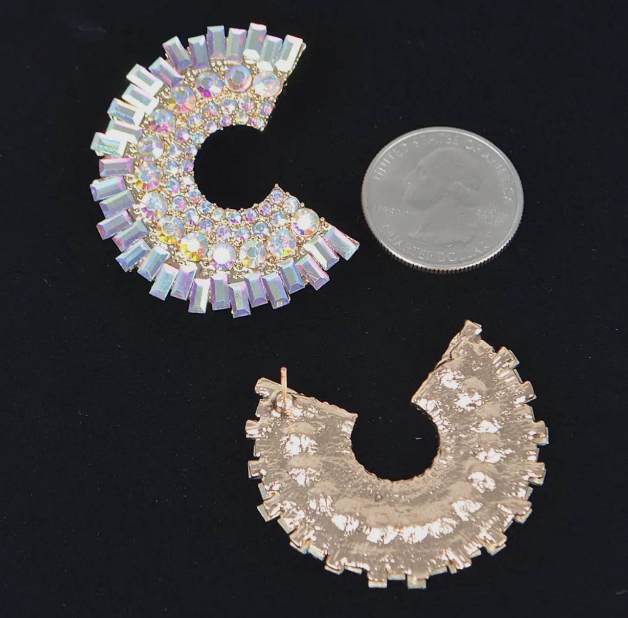 Semi-C Rhinestone Earrings