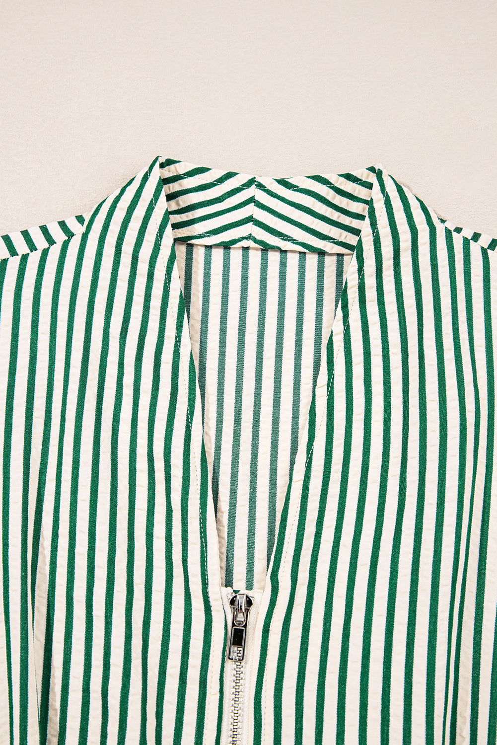 Stripe V-Neck Zip Front Midi Dress