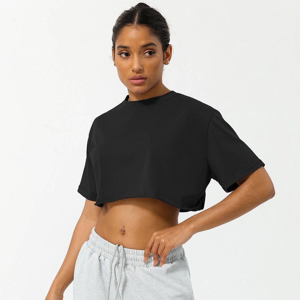 Well-in Vogue Women Loose Sport Crop Top T-Shirt