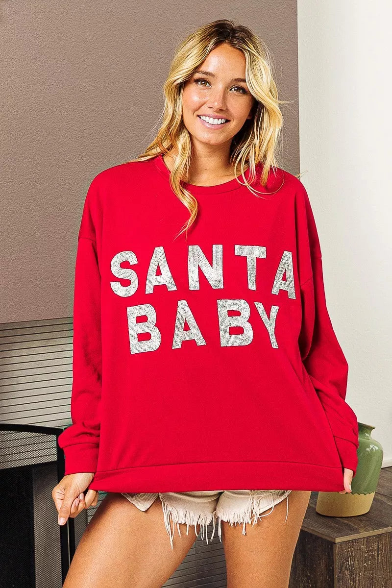 BiBi Santa Baby Lettering Christmas Sweatshirt