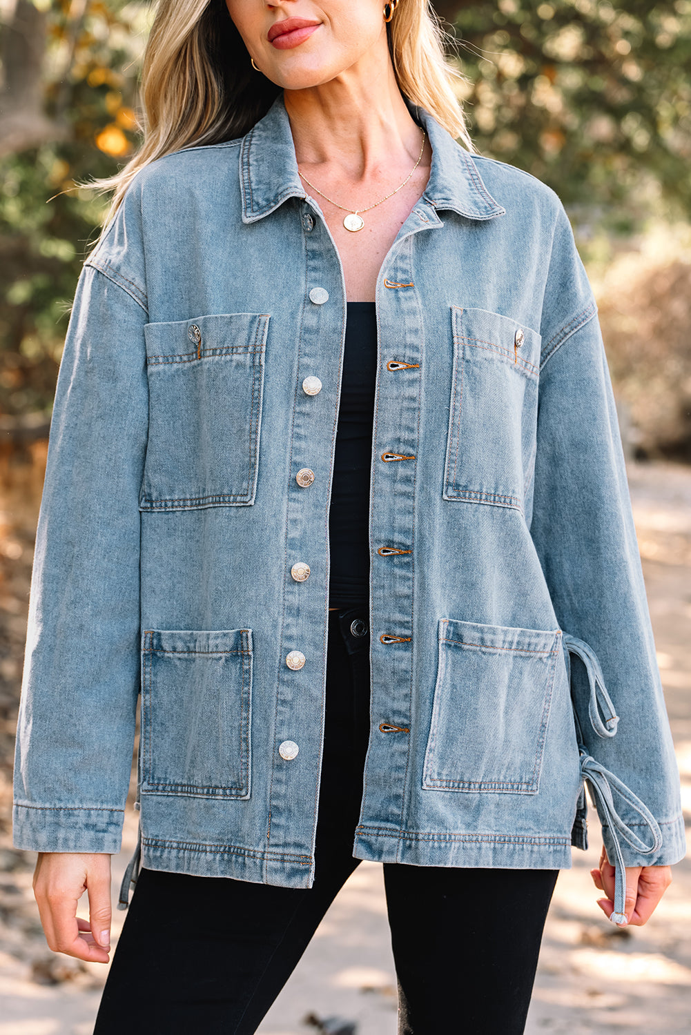 Denim Patch Pocket Side-Tie Jacket