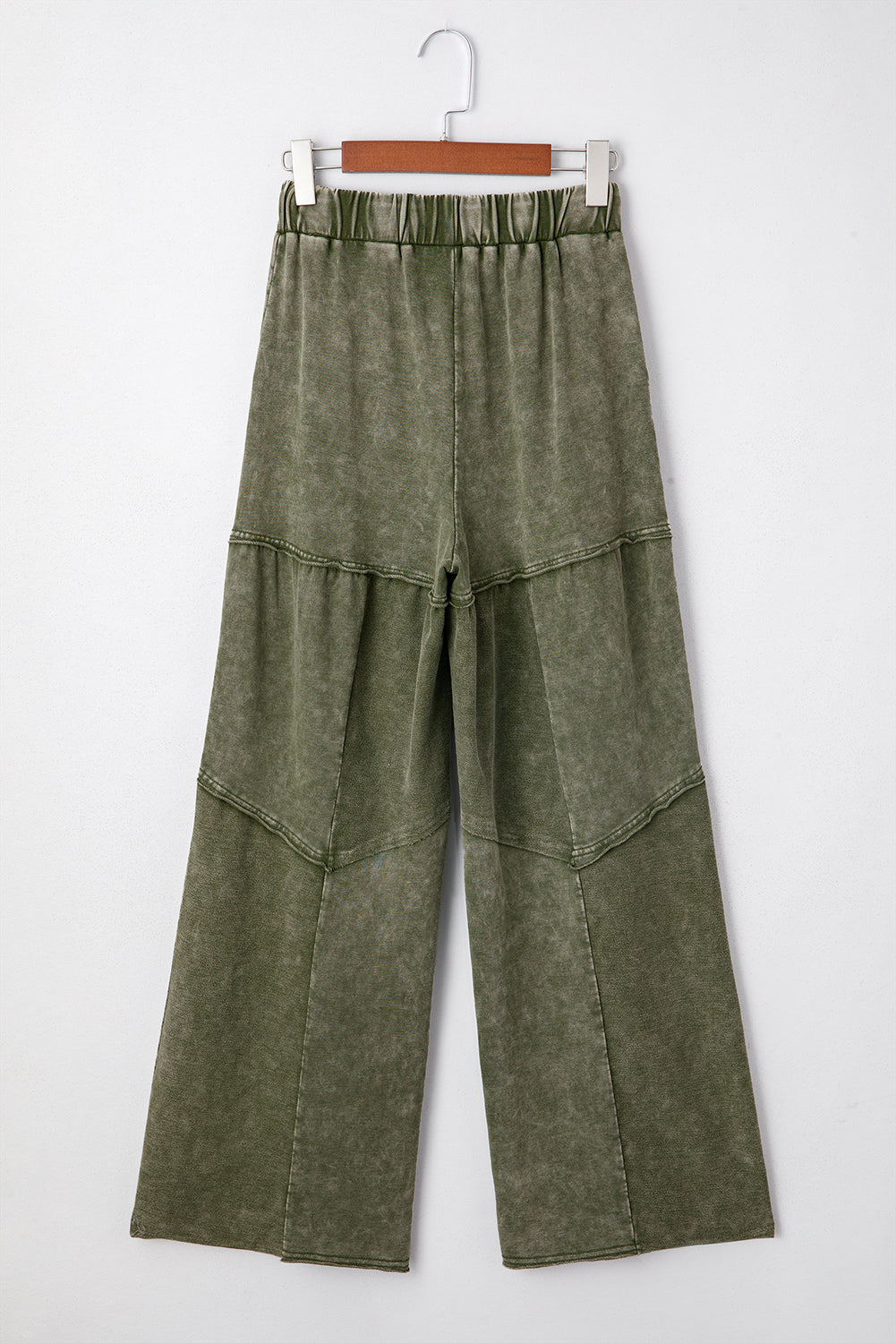 Mineral Wash Patchwork Tiered Wide Leg Pants