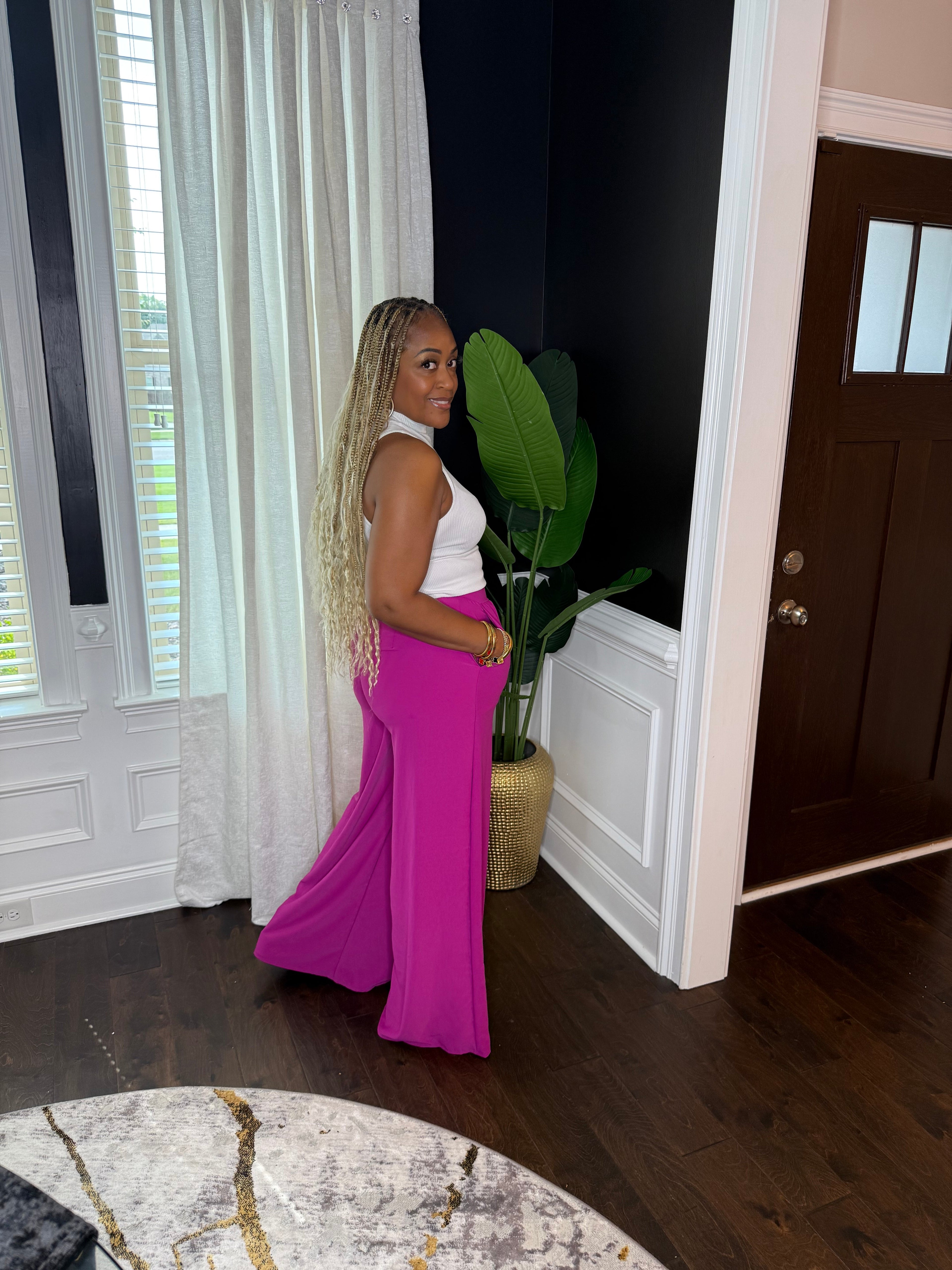 Magenta Wide Leg Pants