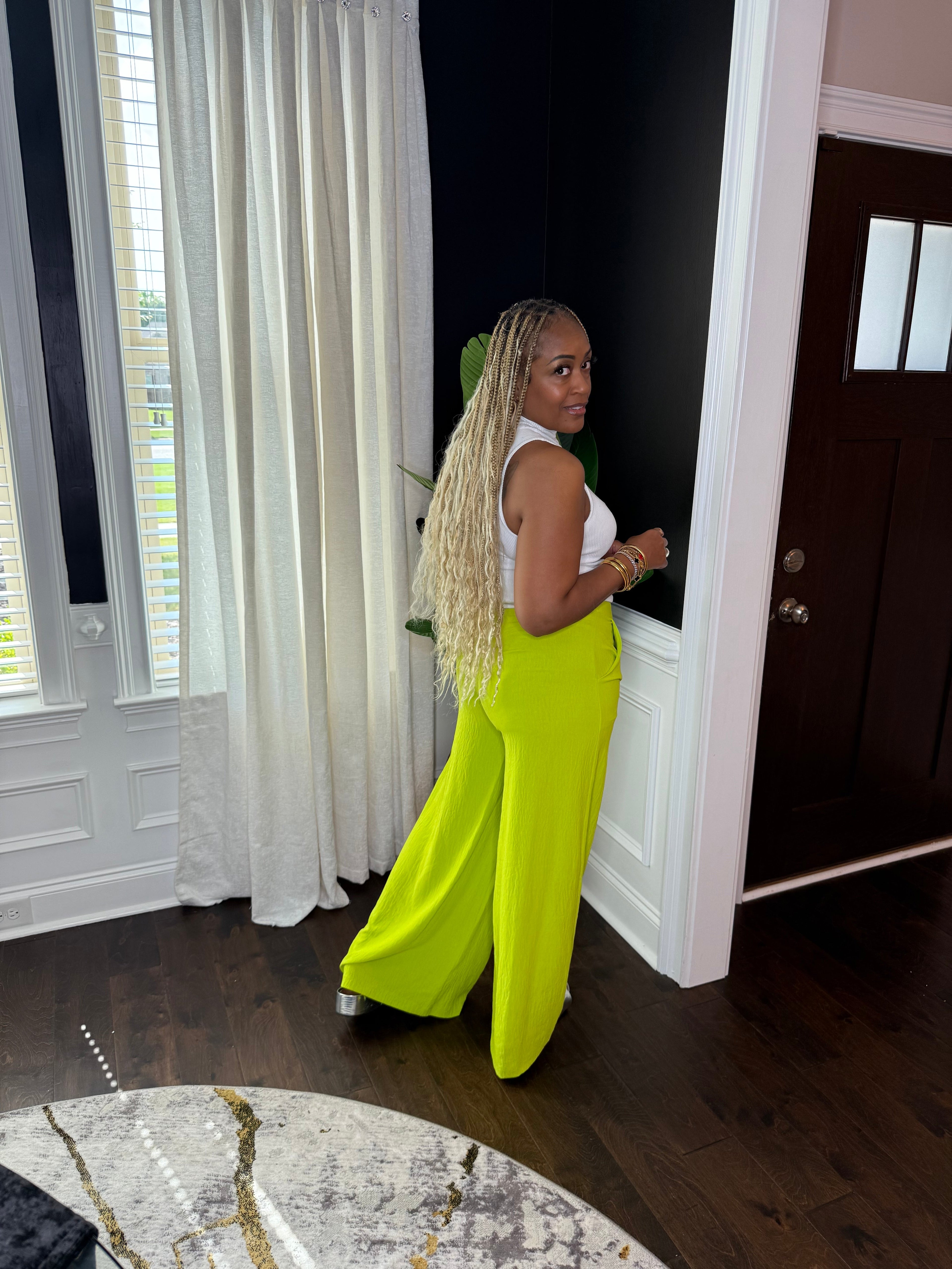 Lime Wide Leg Pants