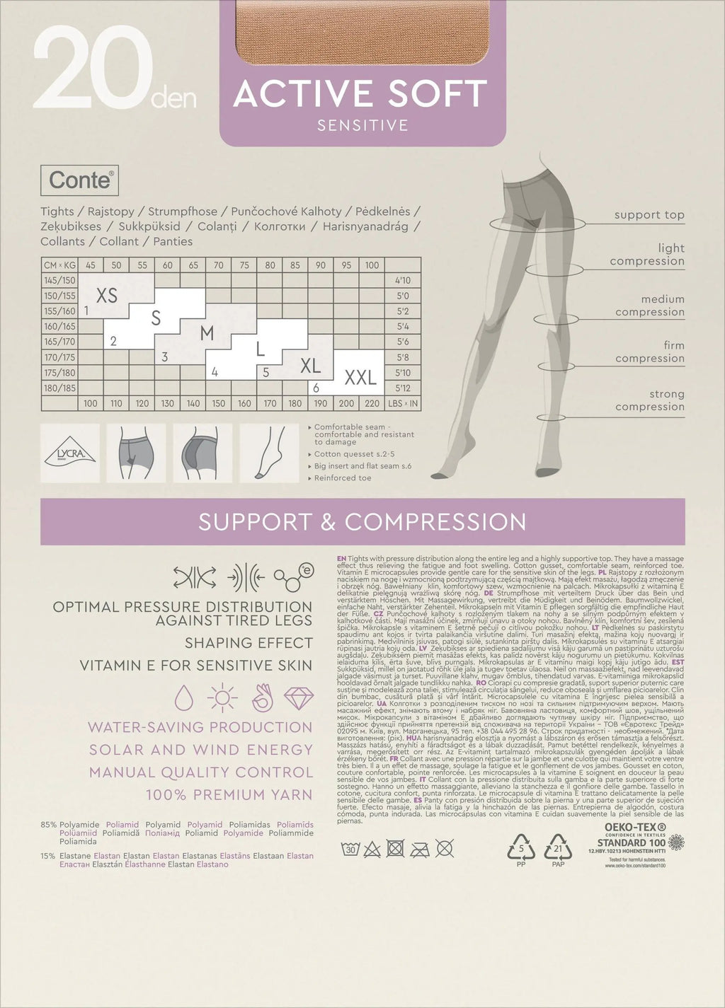 Tights Conte Active Soft 20 Den - Shaping Support with Vitamin E