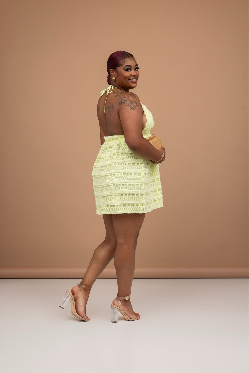 Limoncello Lace Halter Mini Dress