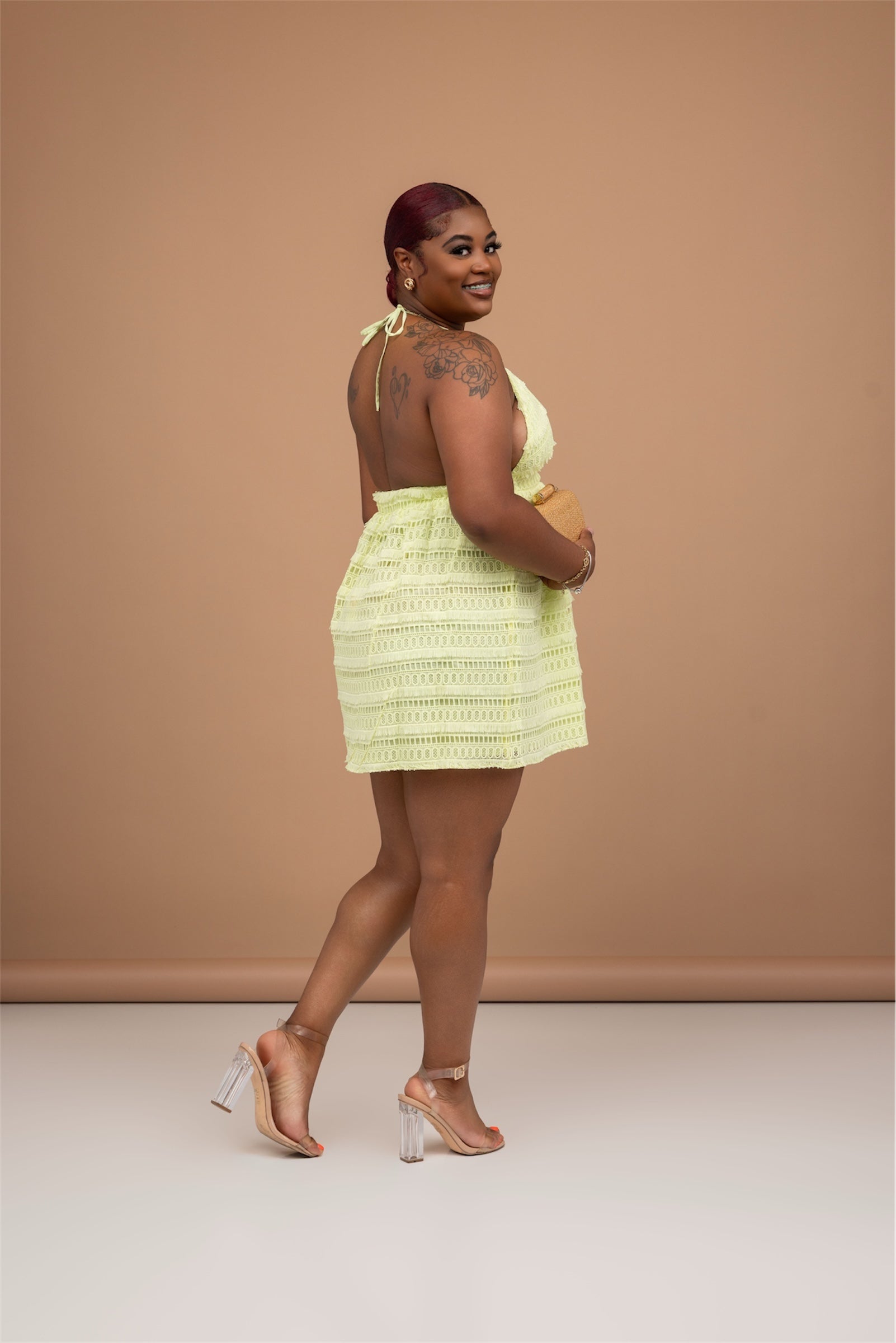 Limoncello Lace Halter Mini Dress