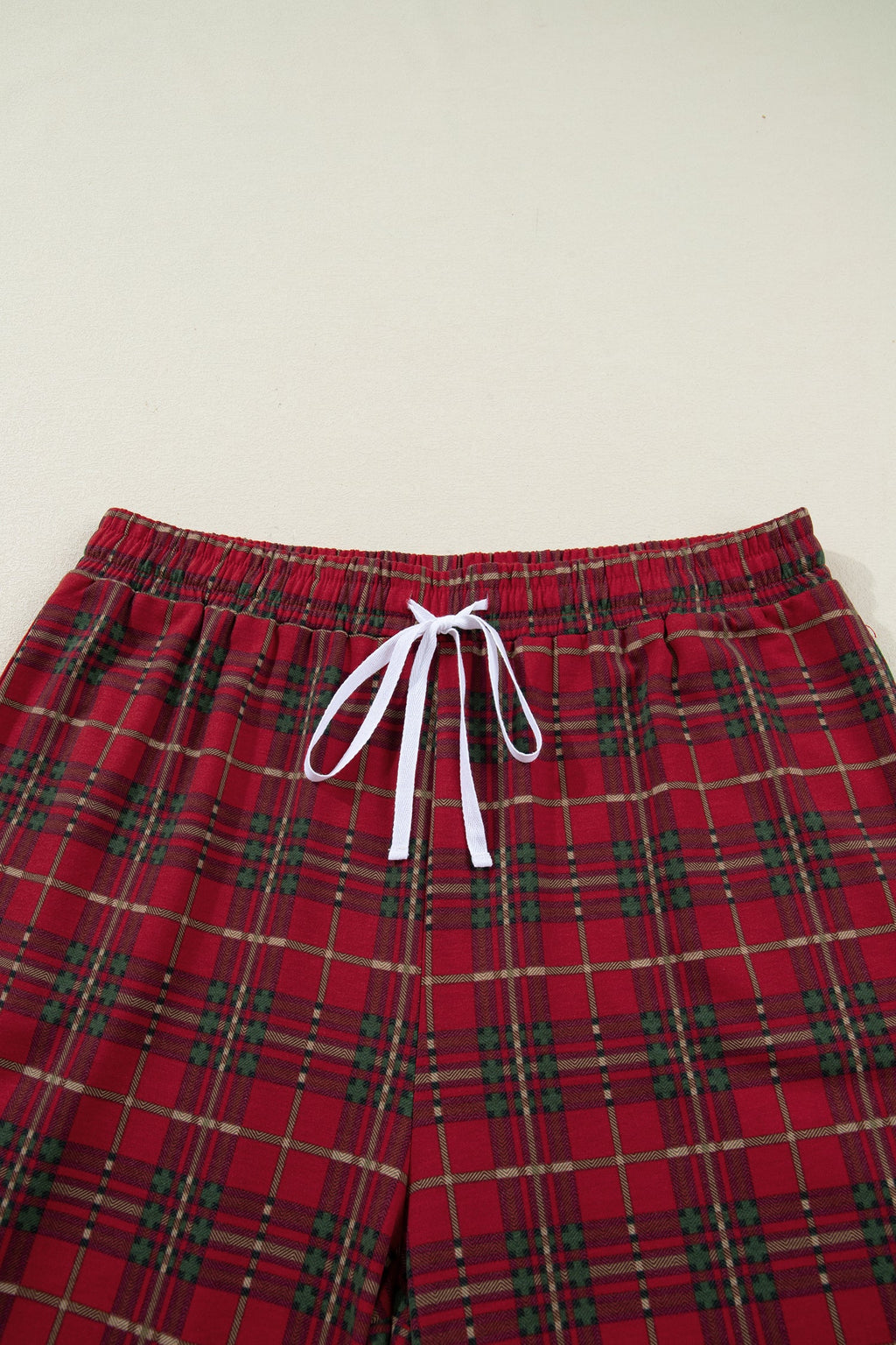 Plus Size Christmas Plaid Shirt and Pants Pajama Set