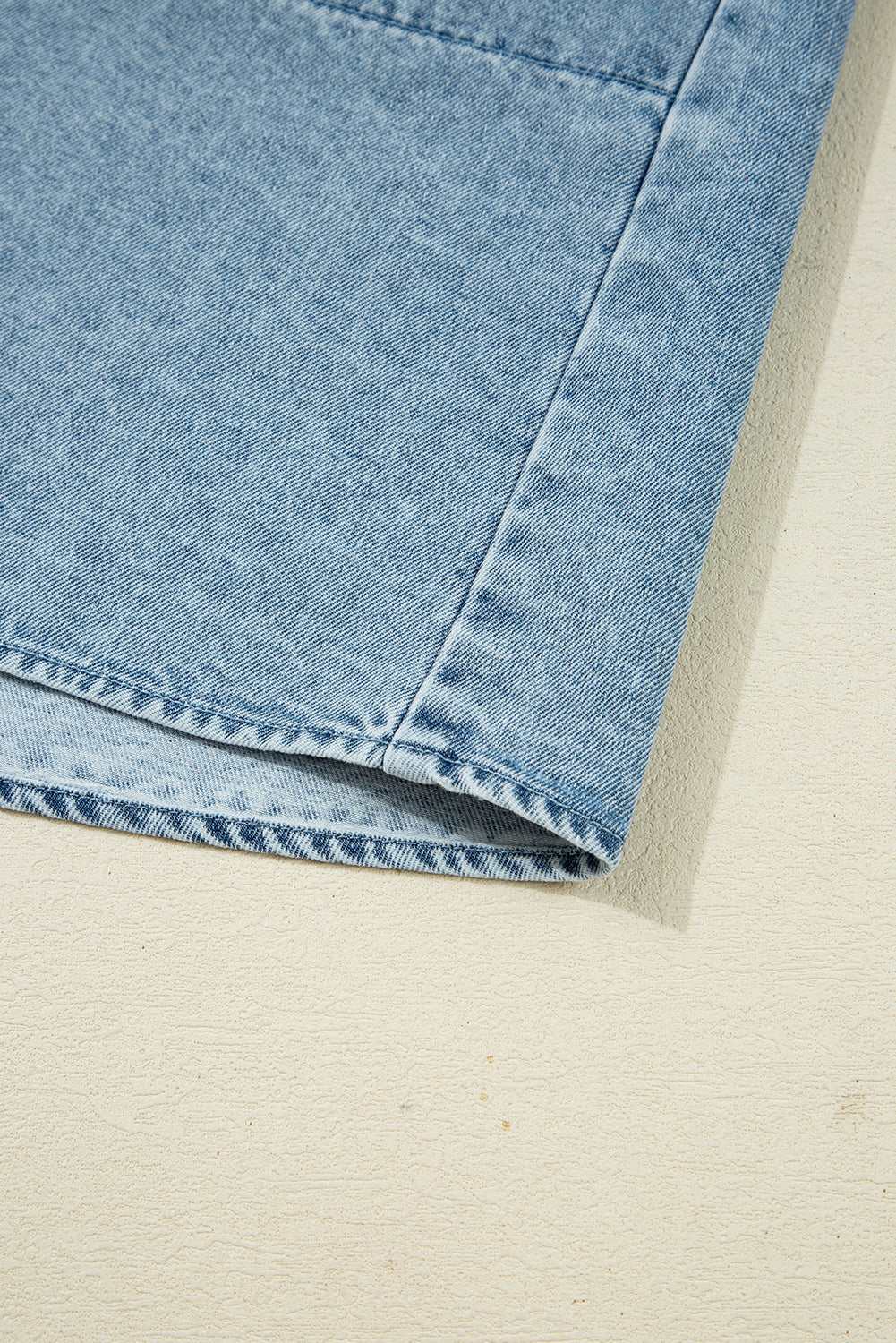 Denim Smocked Cuffs Shirt Mini Dress