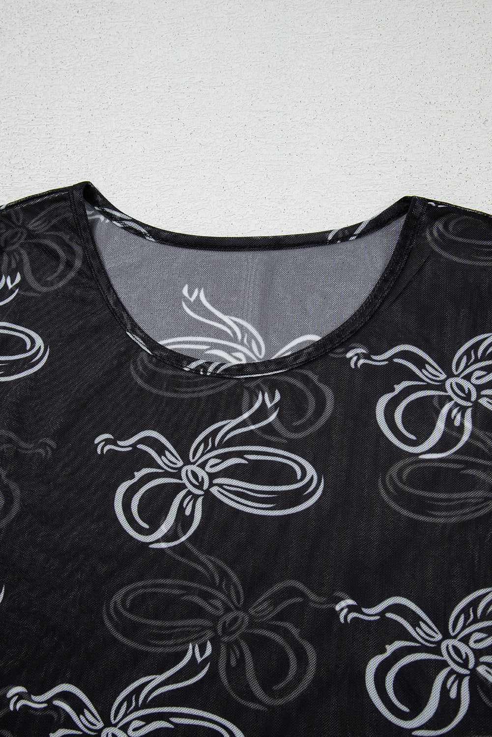 Bow Long Sleeve Mesh Top