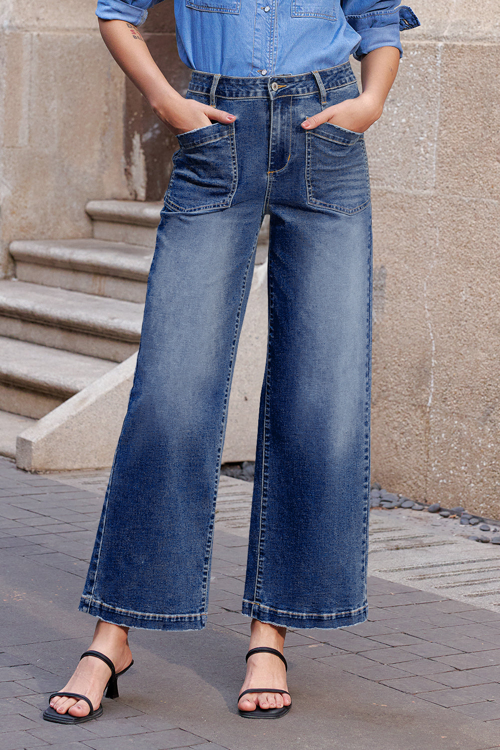 Denim Patch Pocket Shift Jeans